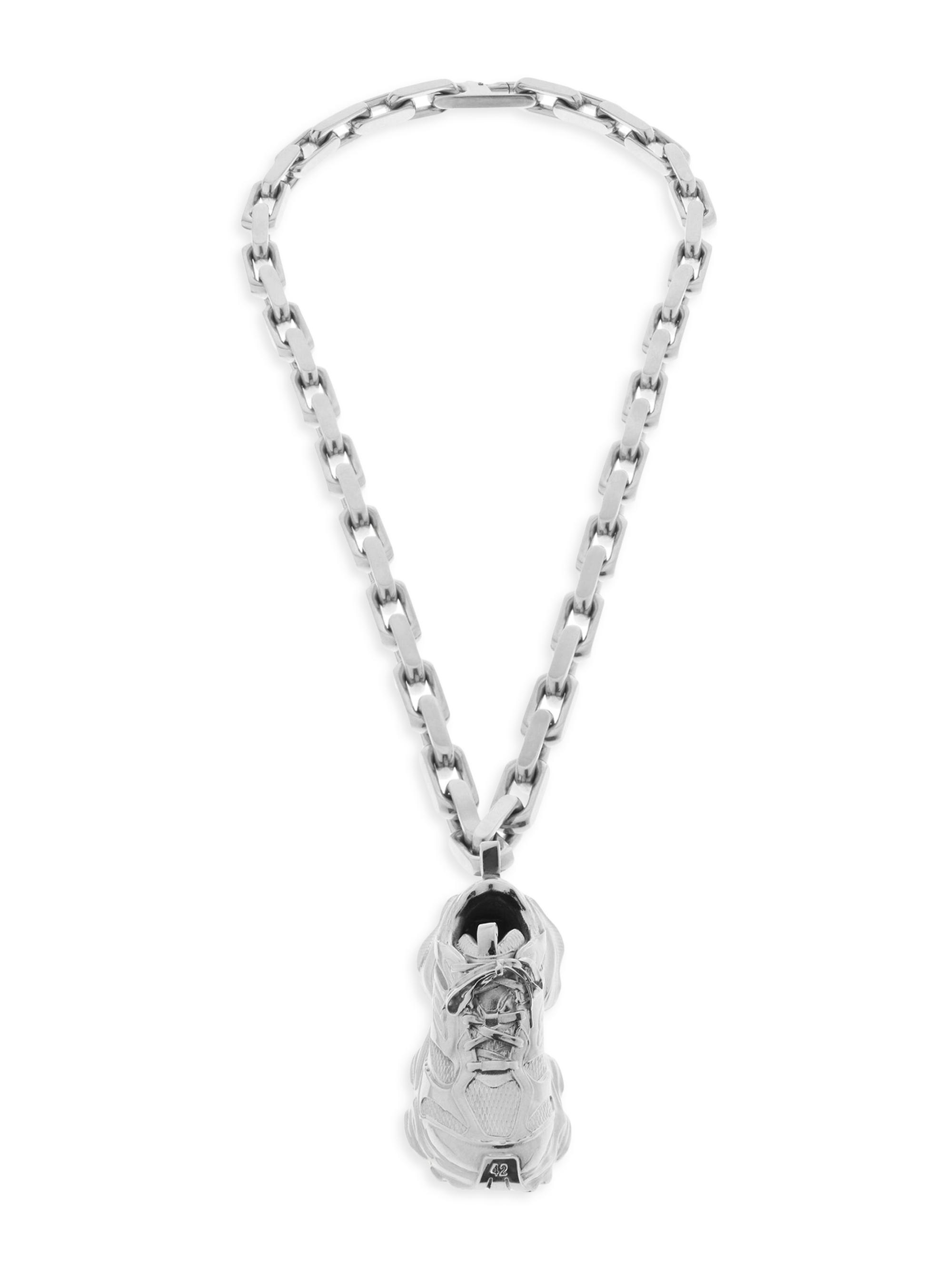 Balenciaga Men's Keyholder Cargo Necklace - Silver