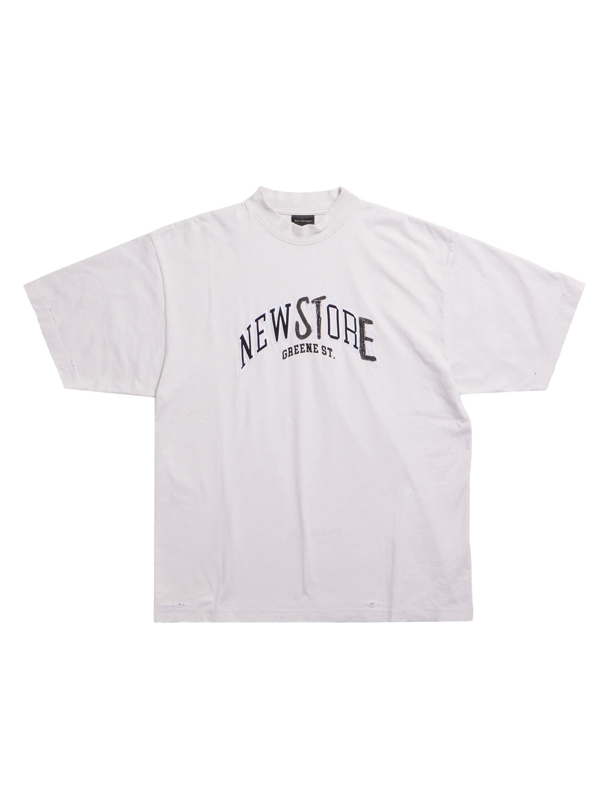 Balenciaga Men's Greene Street T-Shirt Medium Fit - Off White Black