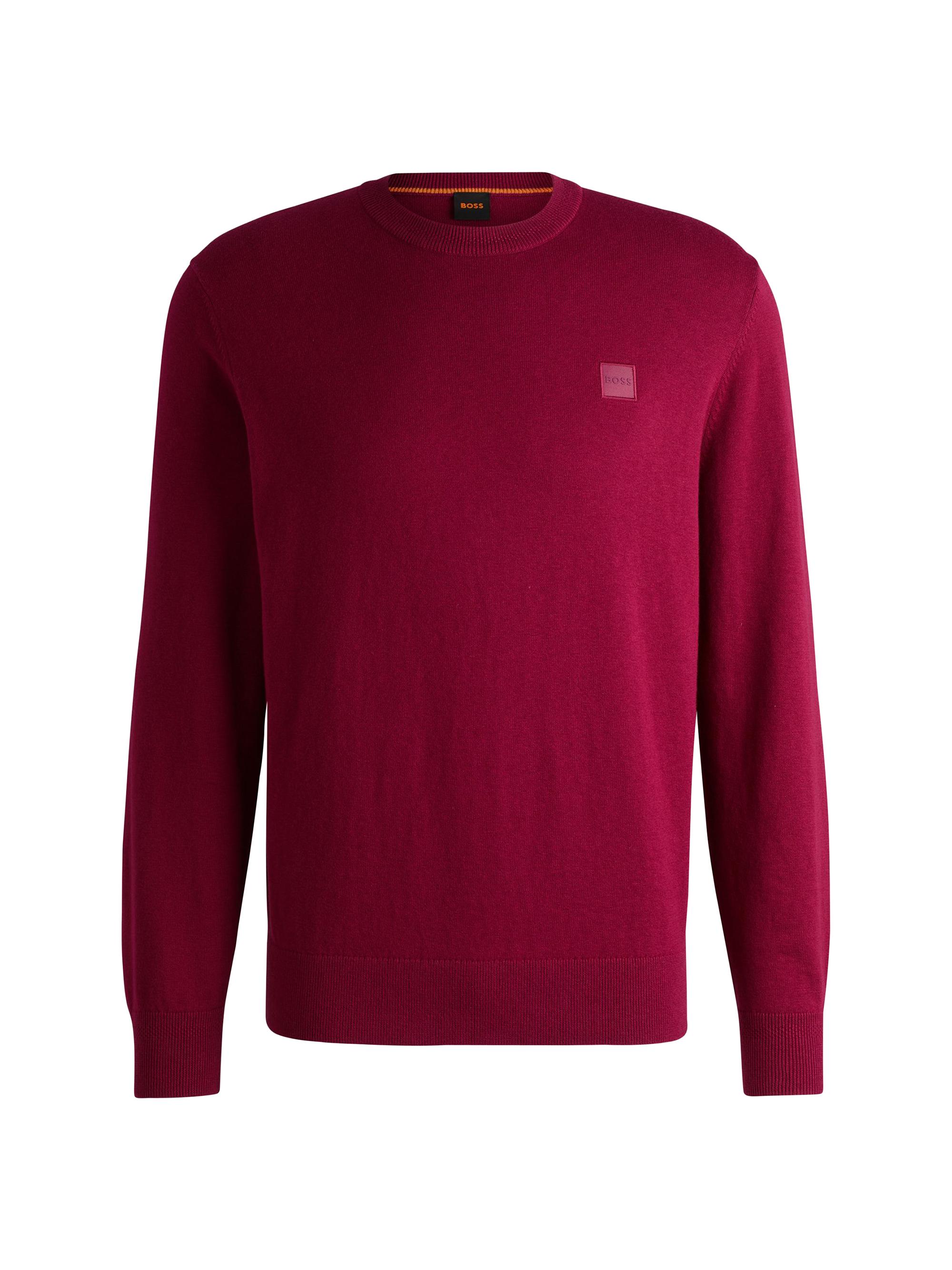 BOSS Men's Crewneck Sweater in Cotton and Cashmere with Logo - Black