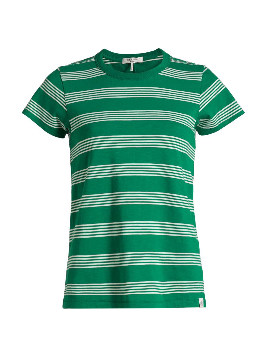 売れ筋商品|||ラグアンドボーン Tシャツ レディース トップス THE SLUB STRIPE TEE - Print T-shirt - white The Slub Striped Tee | rag & bone