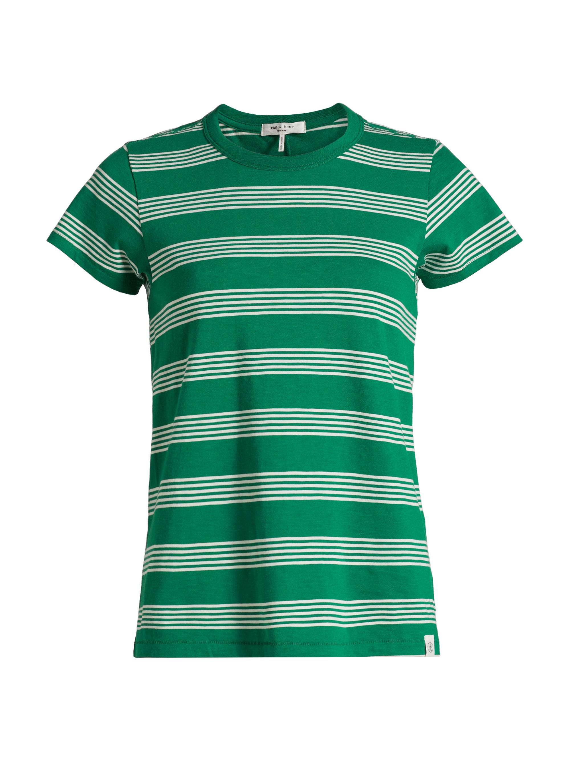 rag & bone Women's The Slub Stripe T-Shirt - Green Multi