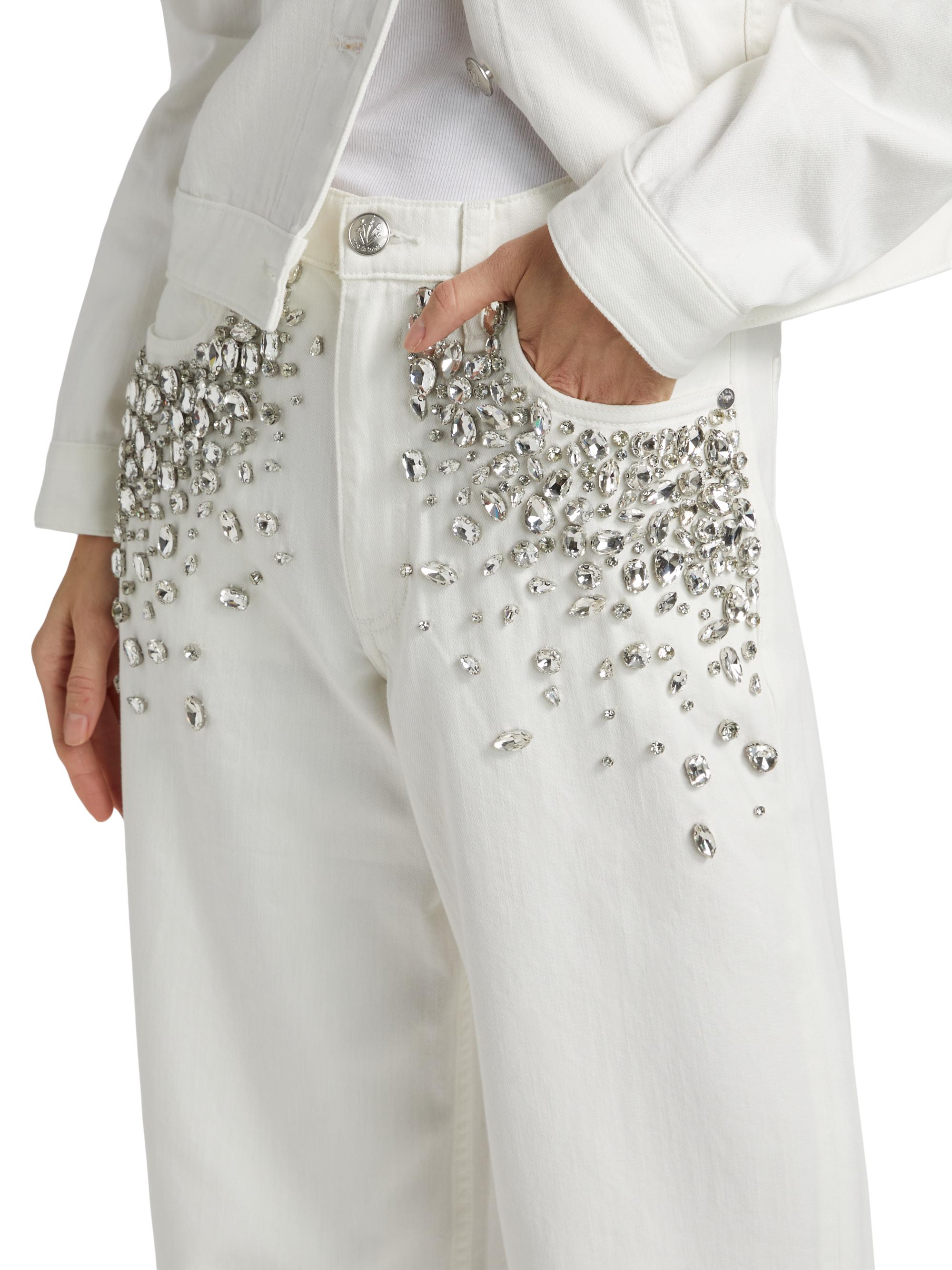 rag & bone Andi Embellished High-Rise Ankle Wide-Leg Jeans | Saks