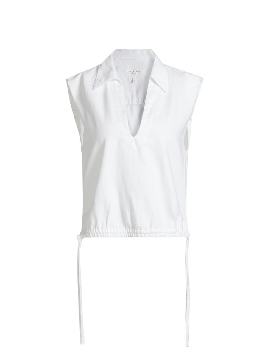 rag & bone Ultra Featherweight Fiona Cotton-Blend Drawstring-Hem Top ...