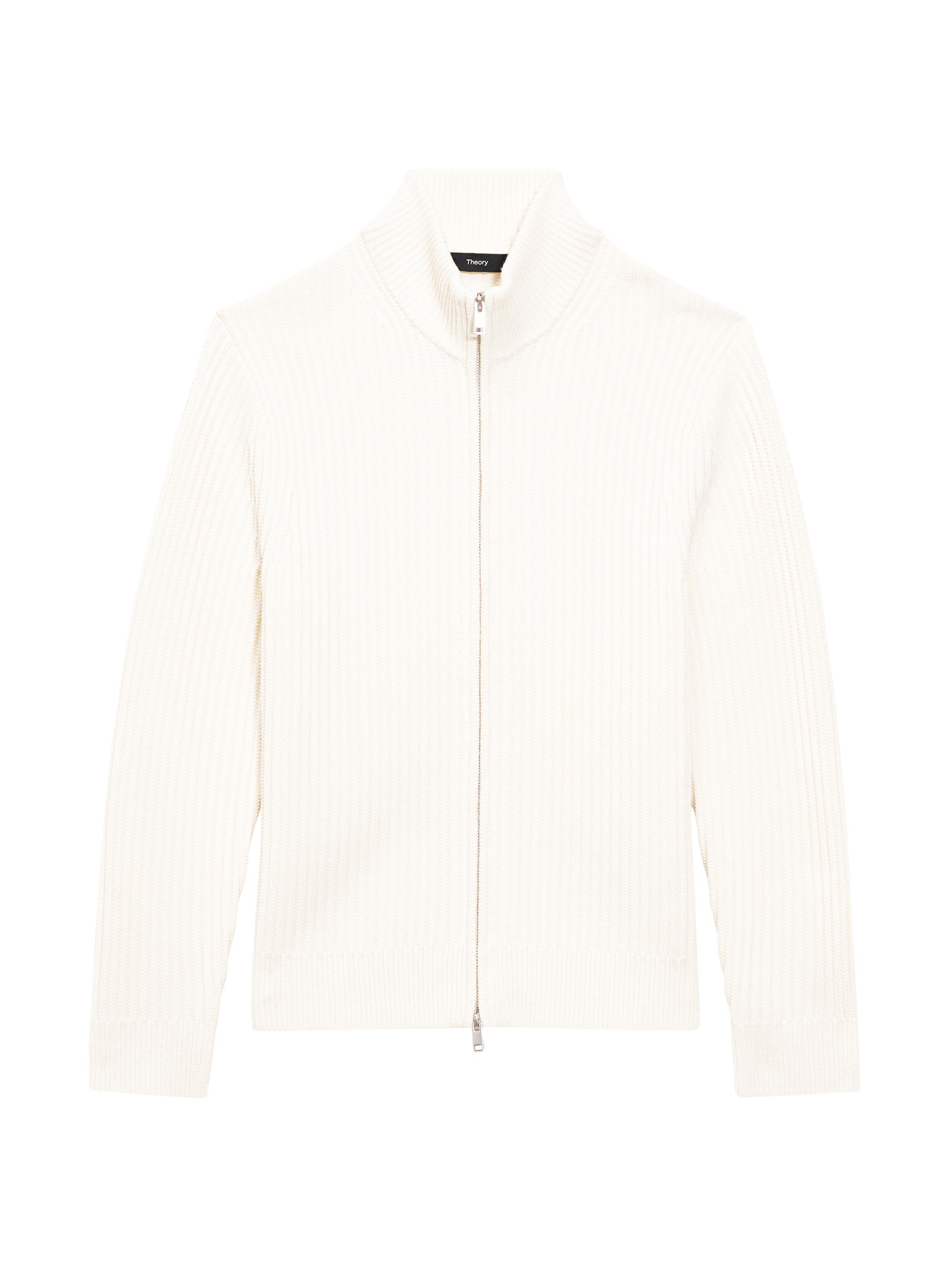 Theory Men's Tomas Merino Wool Full-Zip Sweater - White