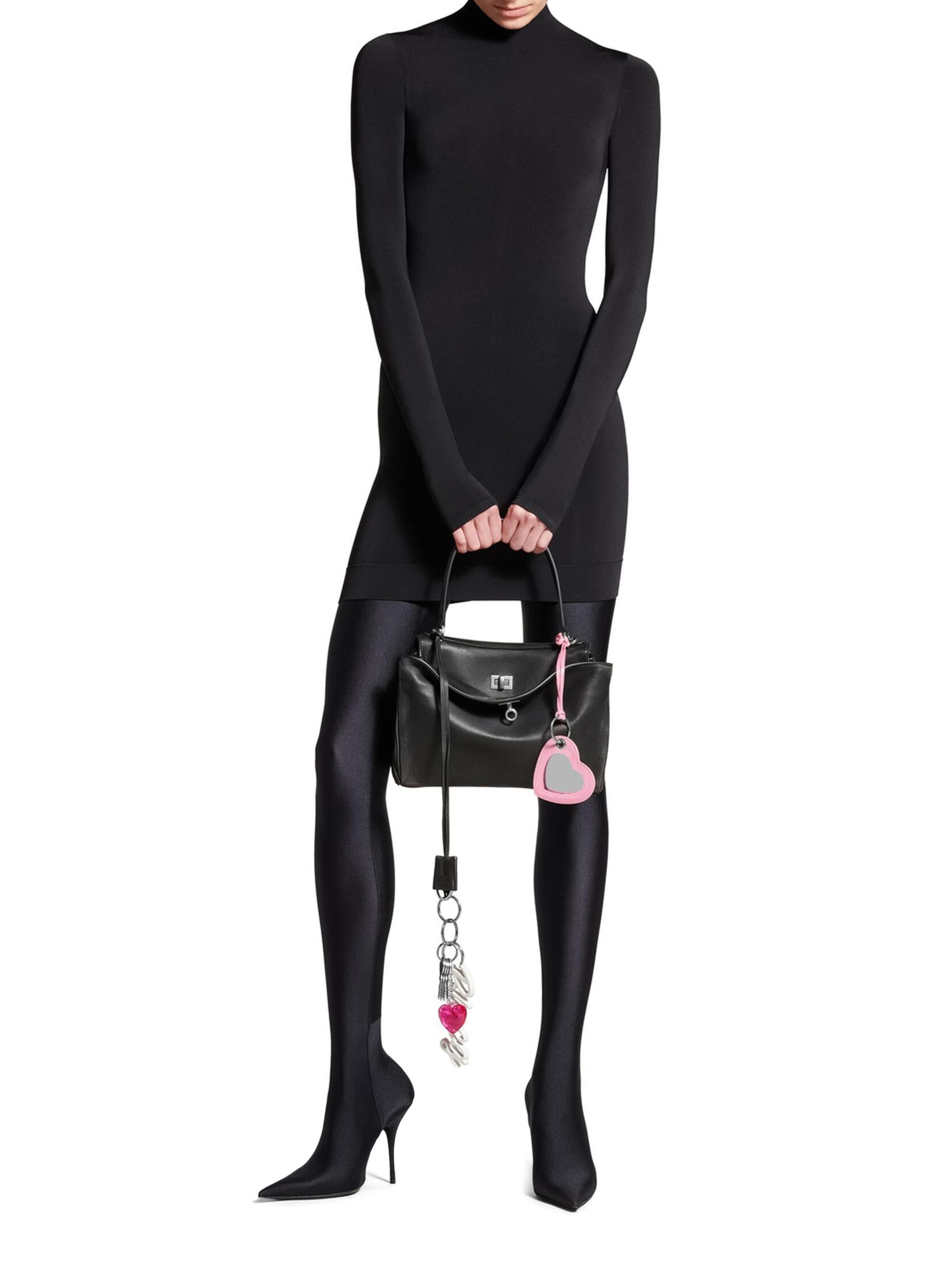 Balenciaga Women's Rodeo  Handbag Used Effect with One Charm - Black