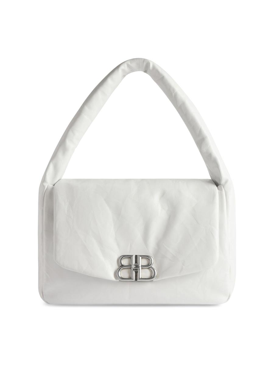 BALENCIAGA MONACO ミュール Black Monaco logo-embellished crinkled-leather slingback