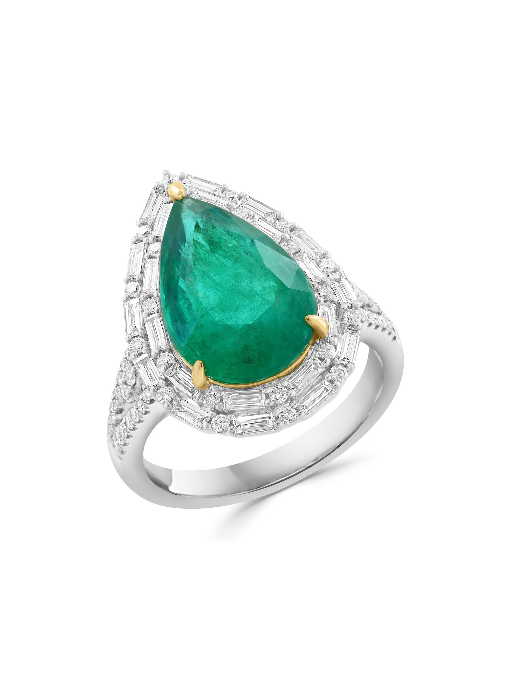 Saks Fifth Avenue Collection Women's Two-Tone 14K Gold, Emerald & 0.94 TCW Diamond Ring - Yellow Gold