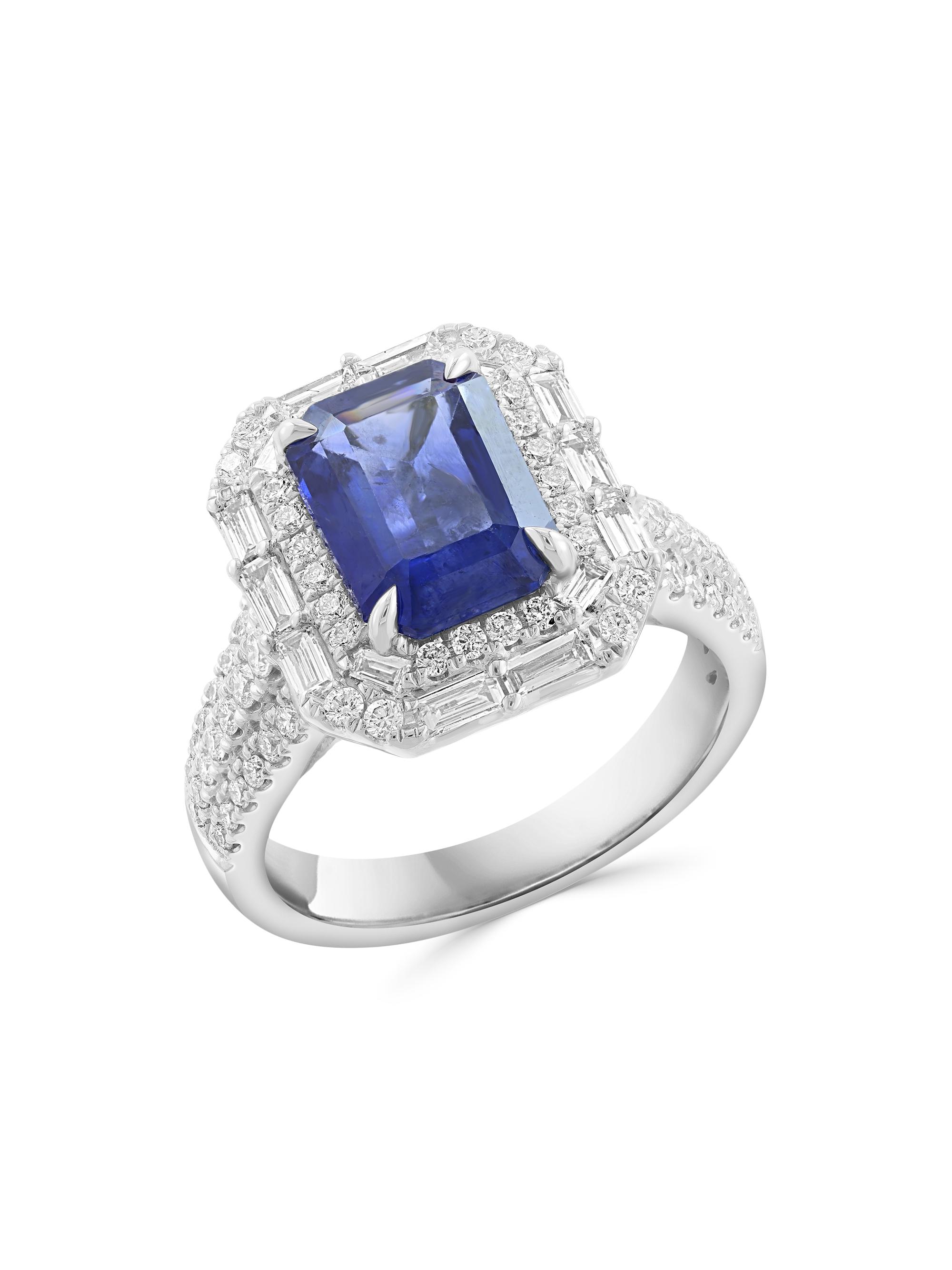 Saks Fifth Avenue Collection Women's 18K White Gold, Blue Sapphire & 1.34 TCW Diamond Ring - White Gold