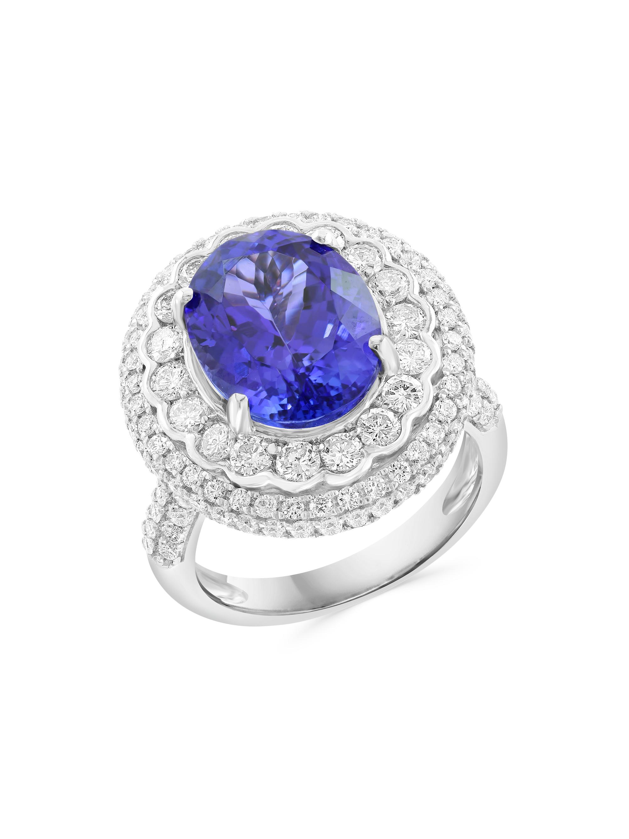 Saks Fifth Avenue Collection Women's 14K White Gold, Tanzanite & 1.88 TCW Diamond Halo Ring - White Gold