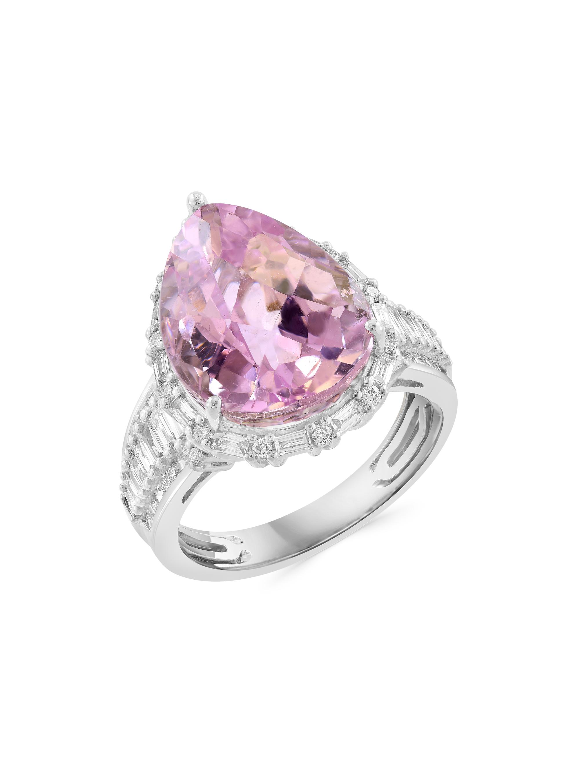 Saks Fifth Avenue Collection Women's 18K White Gold, Kunzite & 0.0 TCW Diamond Ring - White Gold