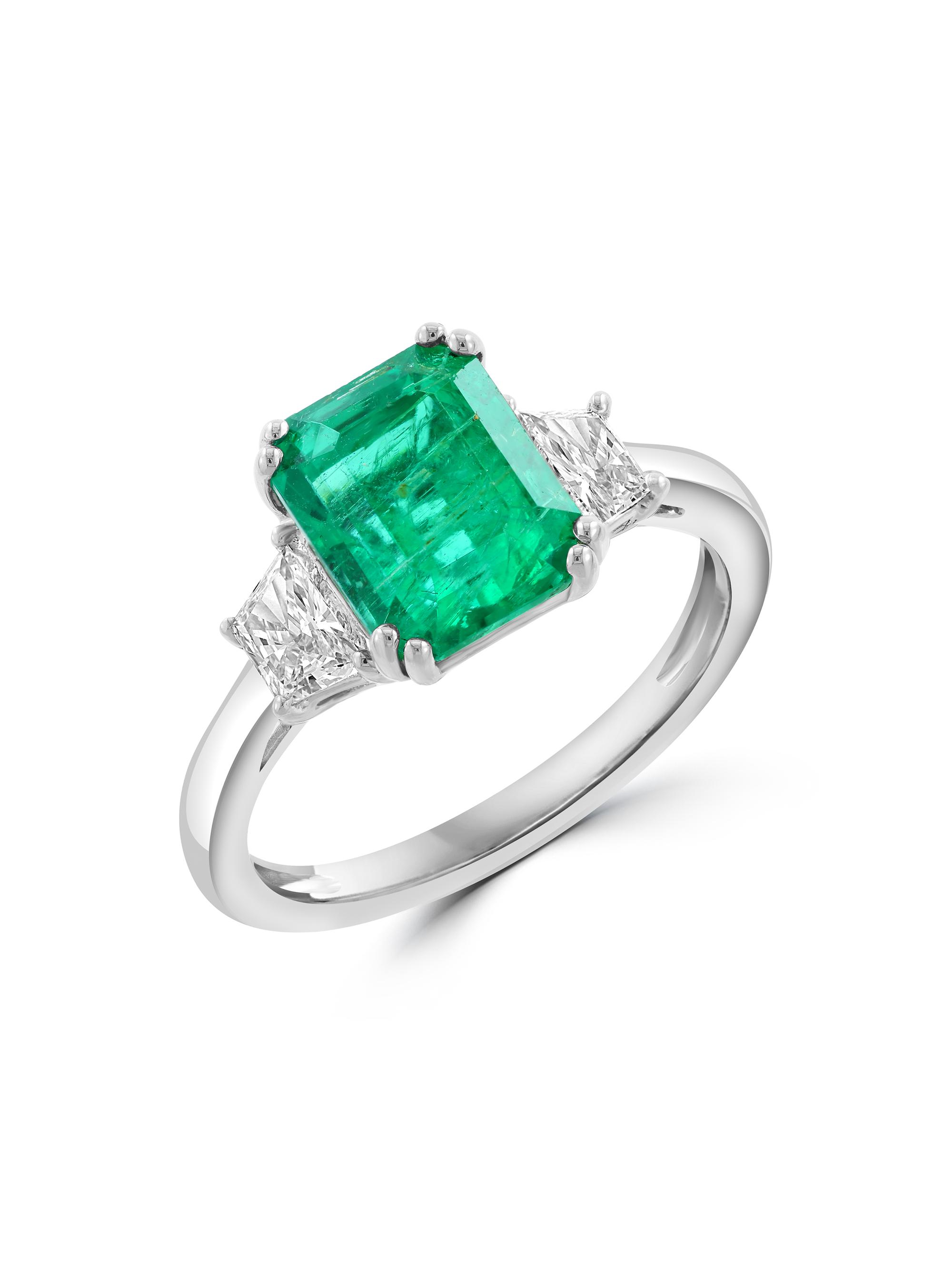 Saks Fifth Avenue Collection Women's 18K White Gold, Emerald & 0.45 TCW Diamond Ring - White Gold