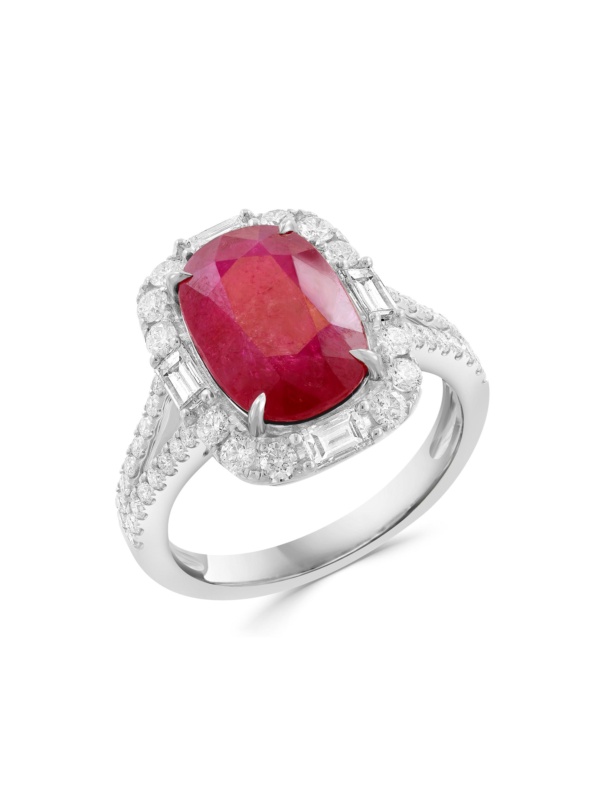 Saks Fifth Avenue Collection Women's 18K White Gold, Ruby & 1.08 TCW Diamond Halo Ring - White Gold