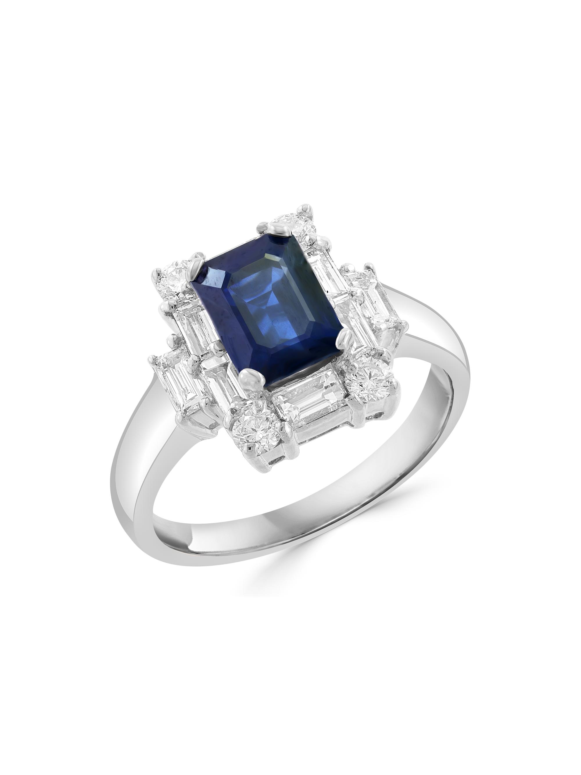 Saks Fifth Avenue Collection Women's 18K White Gold, Blue Sapphire & 1.06 TCW Diamond Ring - White Gold