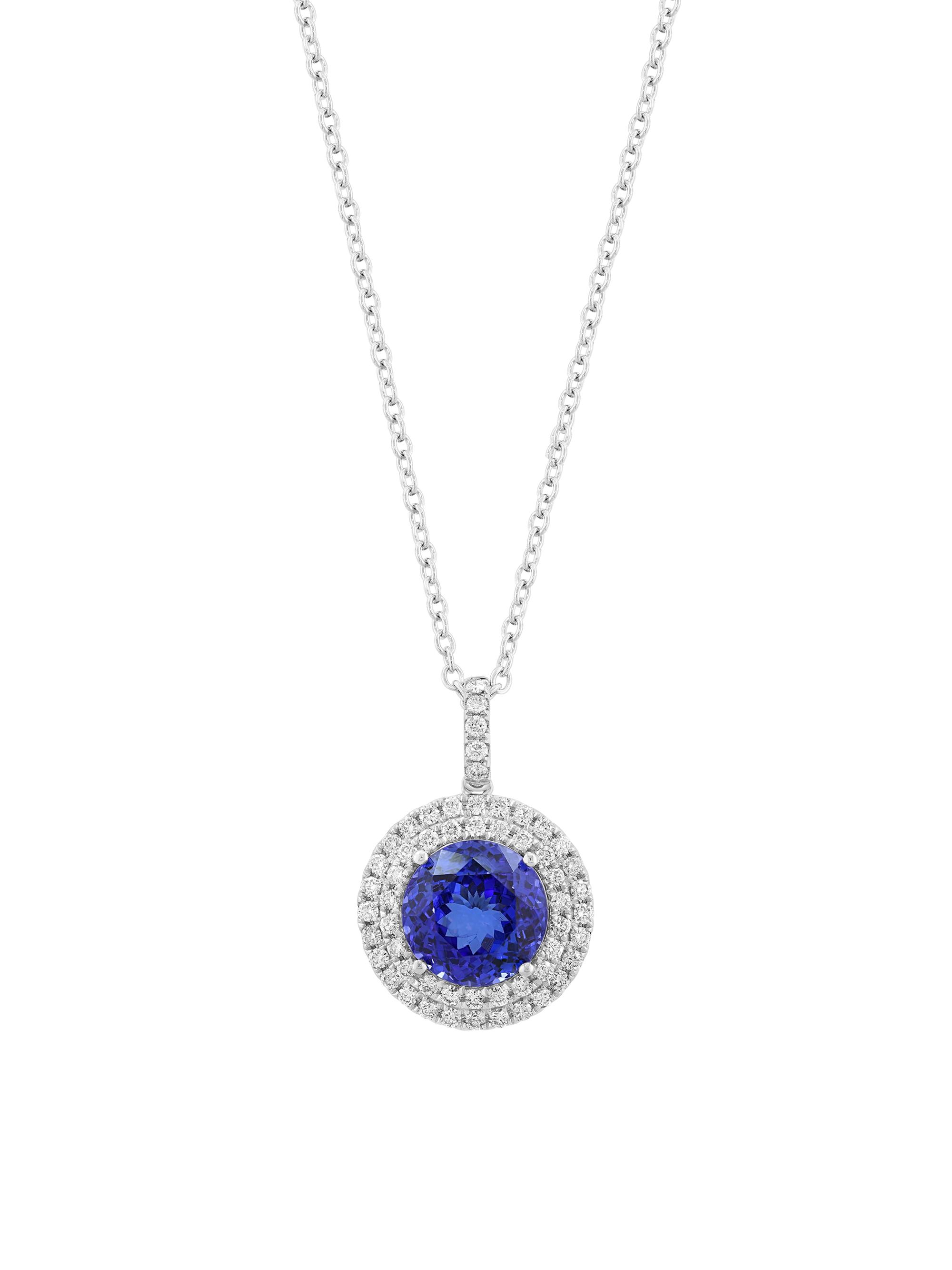 Saks Fifth Avenue Collection Women's 14K White Gold, Tanzanite & 1.20 TCW Diamond Halo Pendant Necklace - White Gold