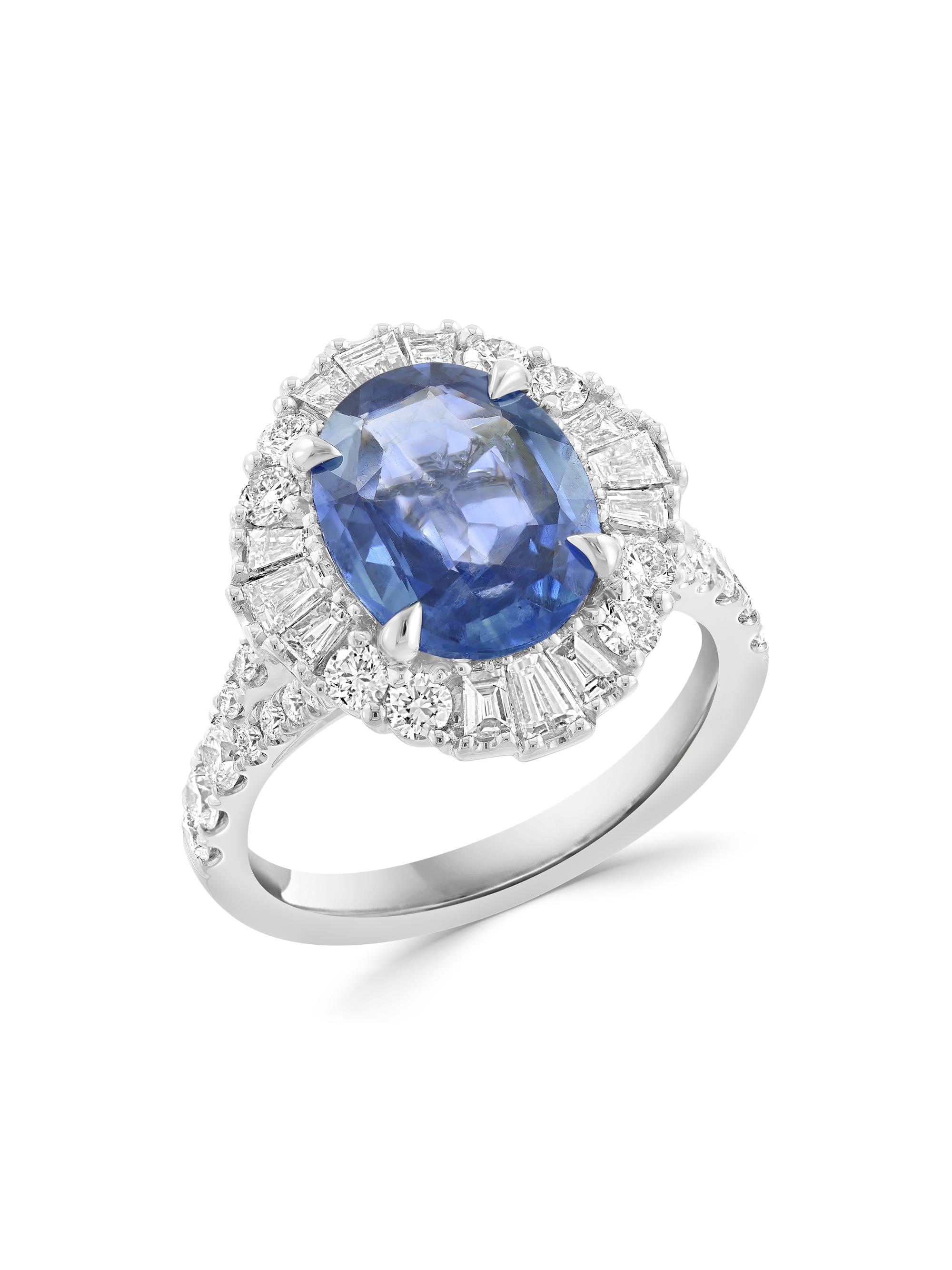 Saks Fifth Avenue Collection Women's 18K White Gold, Blue Sapphire & 1.24 TCW Diamond Halo Ring - White Gold