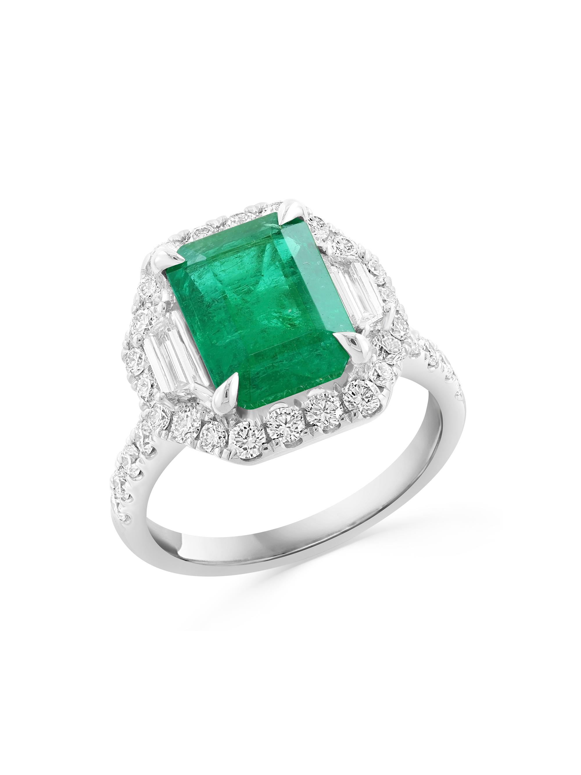 Saks Fifth Avenue Collection Women's 18K White Gold, Emerald & 1.16 TCW Diamond Halo Ring - White Gold