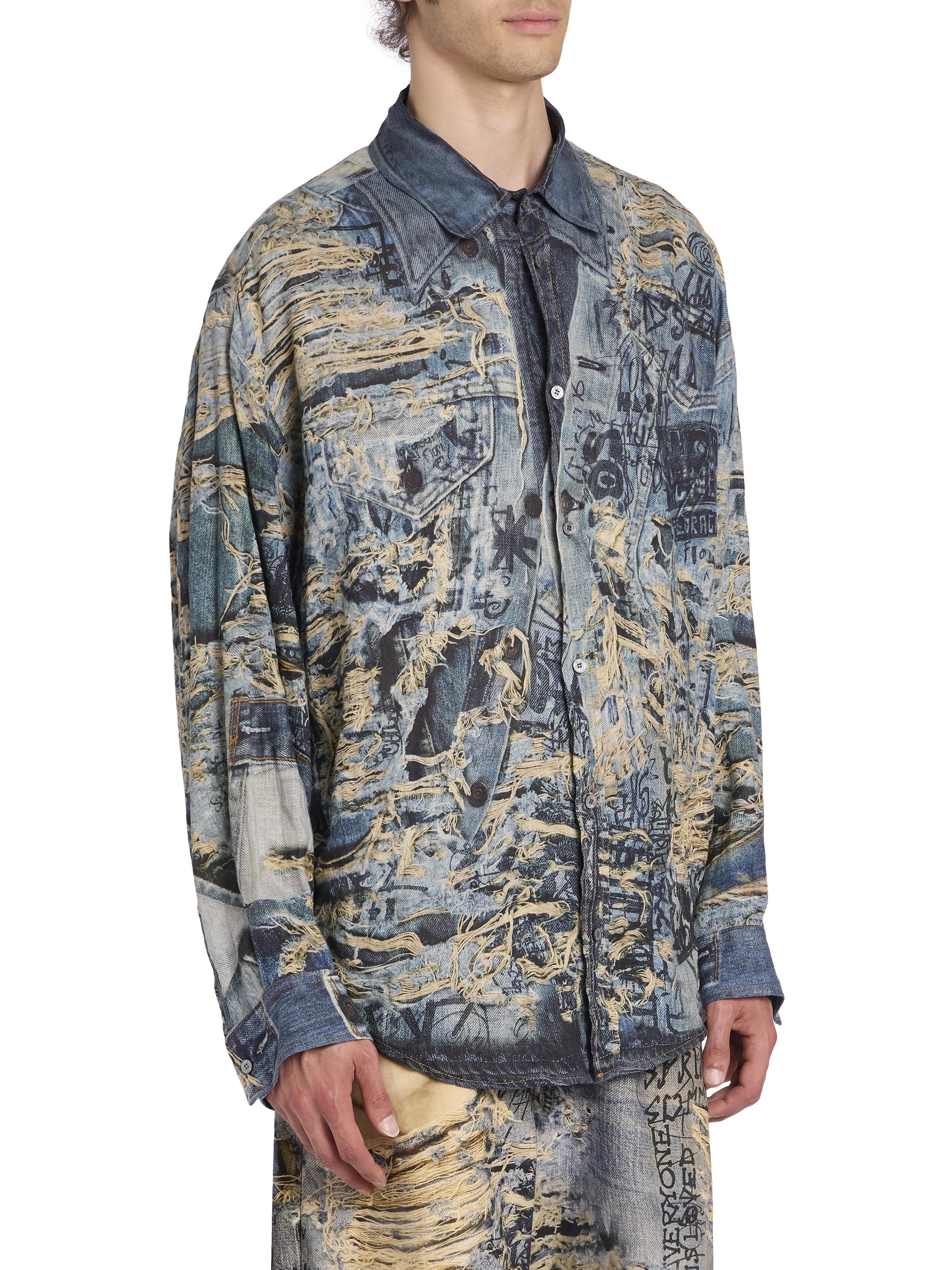 Acne Studios Setar Torn Scribble Printed Linen Shirt | Saks