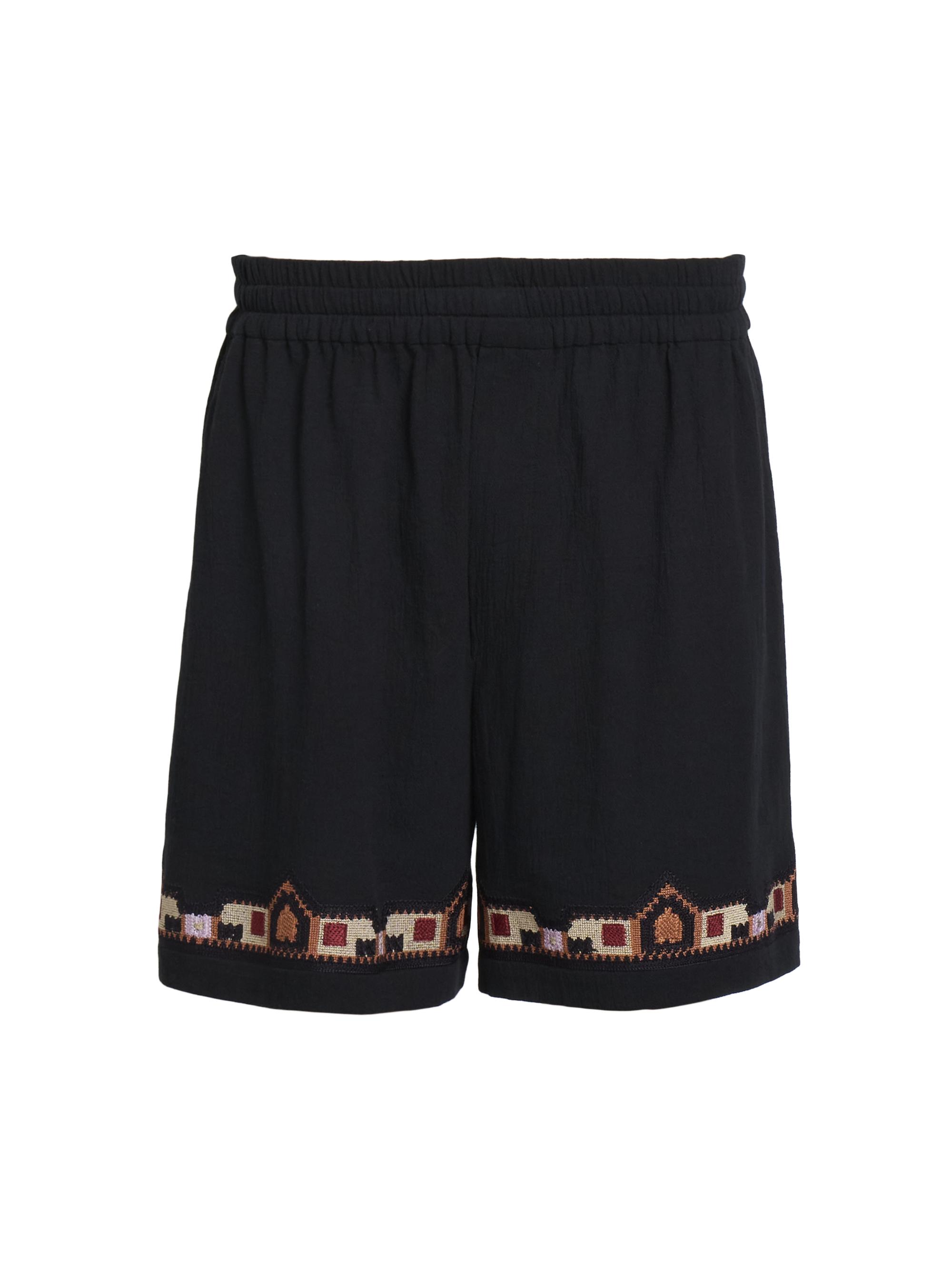 Isabel Marant Men's Zilan Embroidered Cotton Shorts - Black