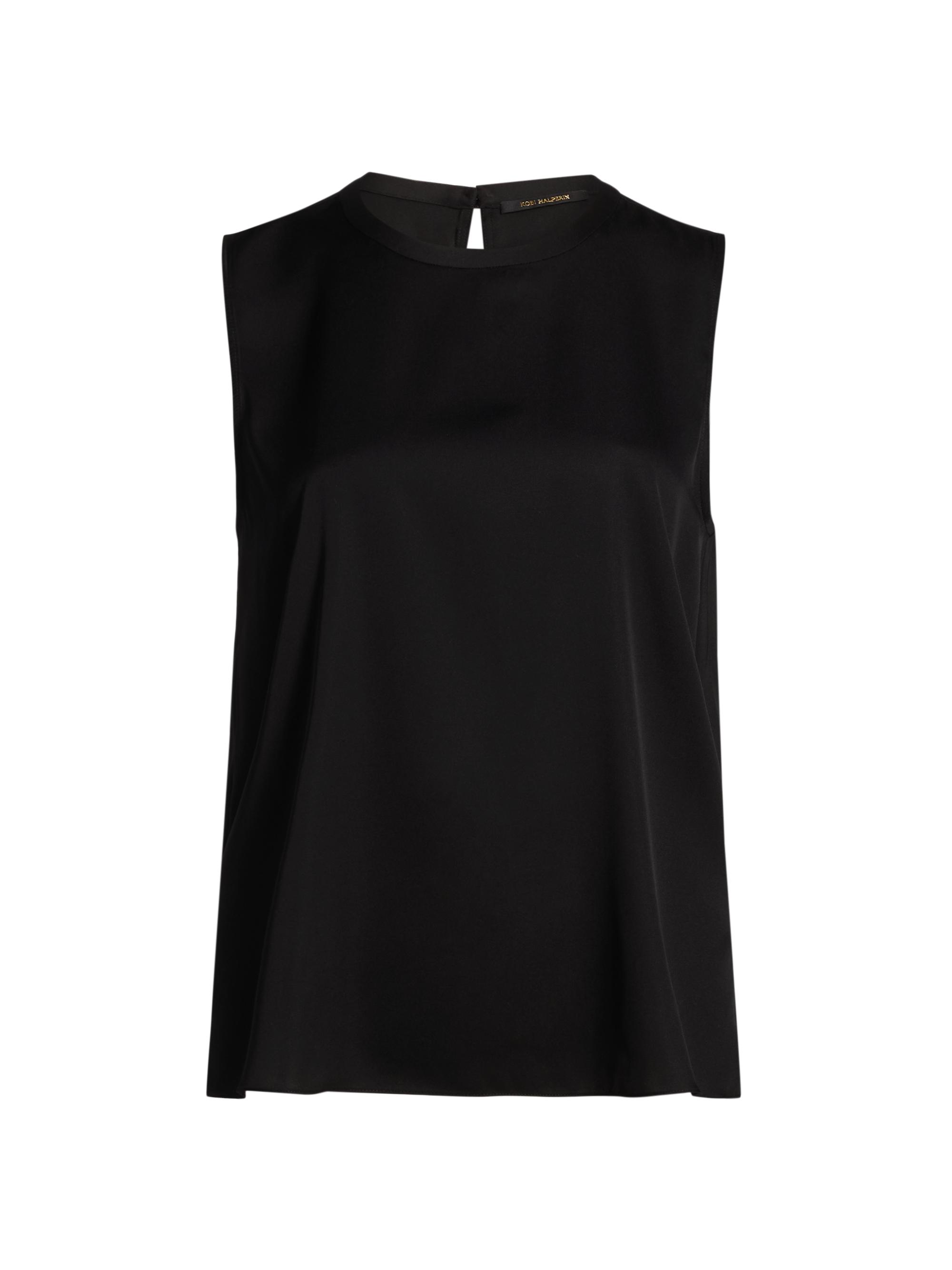 Kobi Halperin Women's Aura Stretch Silk Crewneck Tank Top - Black