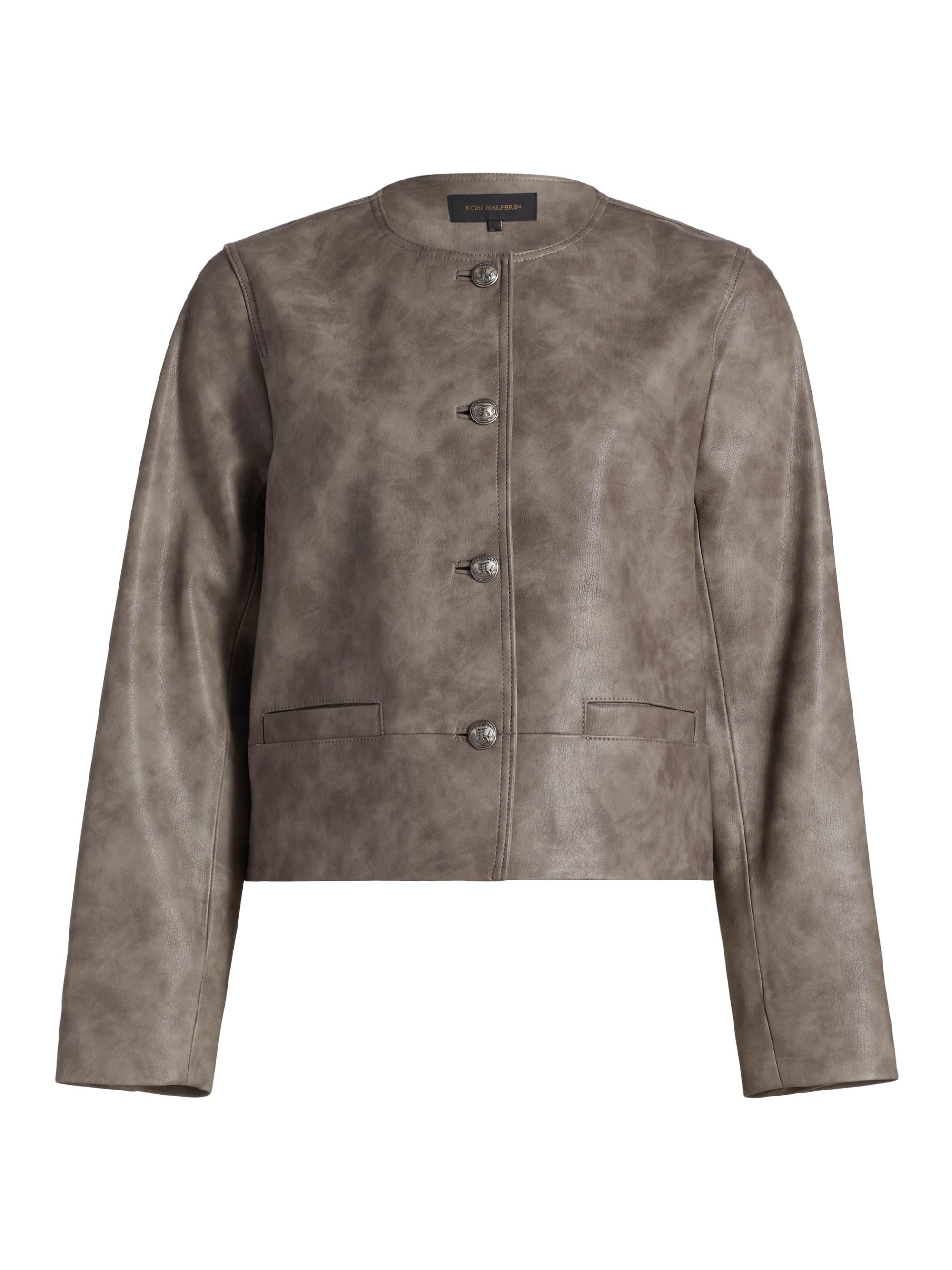 Kobi Halperin Women's Lyles Denim-Printed Faux Leather Jacket - Sable