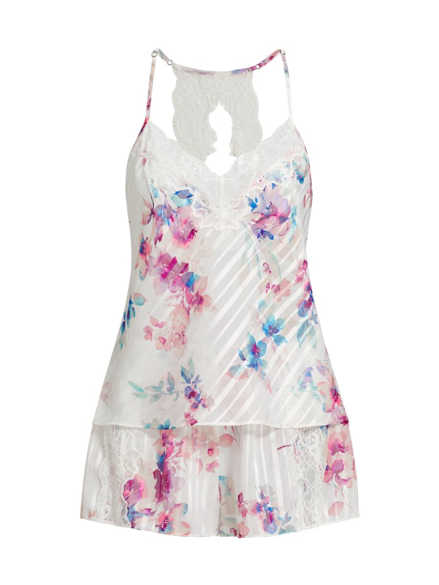 Shop In Bloom Dorothy Floral Chiffon Lace Short Pajamas | Saks Fifth Avenue