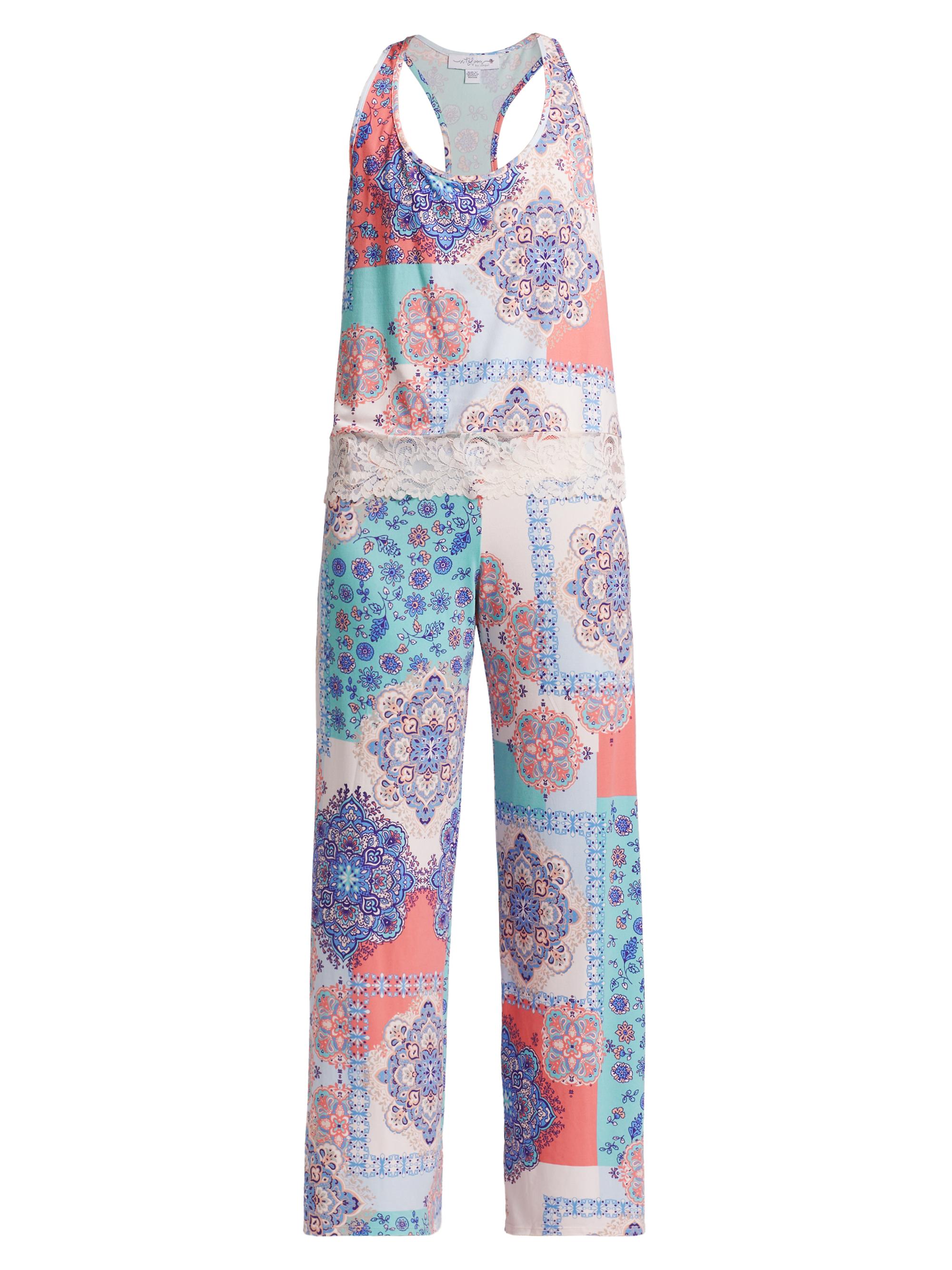 In Bloom Women's Talia Lace-Trimmed Paisley Patchwork Pajamas - Peach