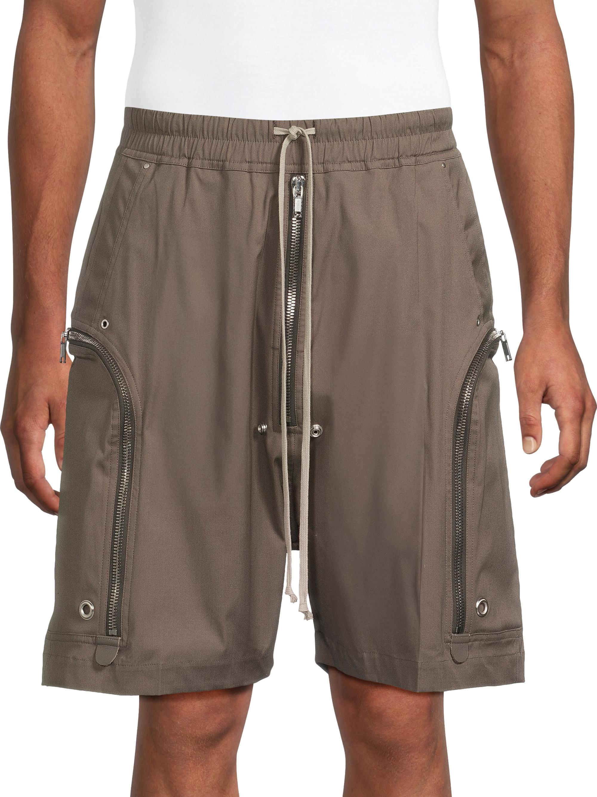 Rick Owens Zipper Stretch-Cotton Drawstring Shorts | Saks Fifth Avenue