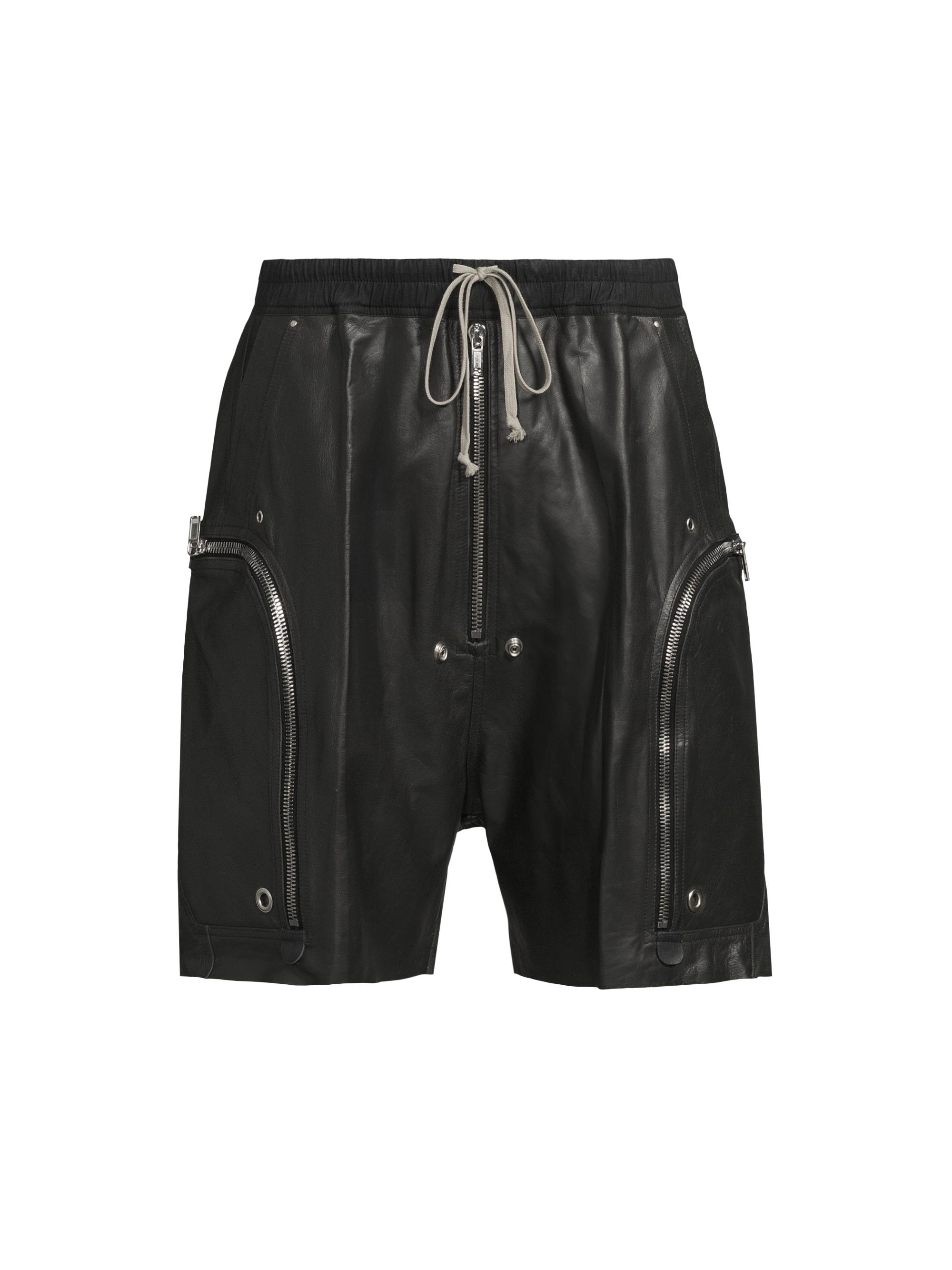 Rick Owens Men's Bauhaus Bela Leather Shorts - Black