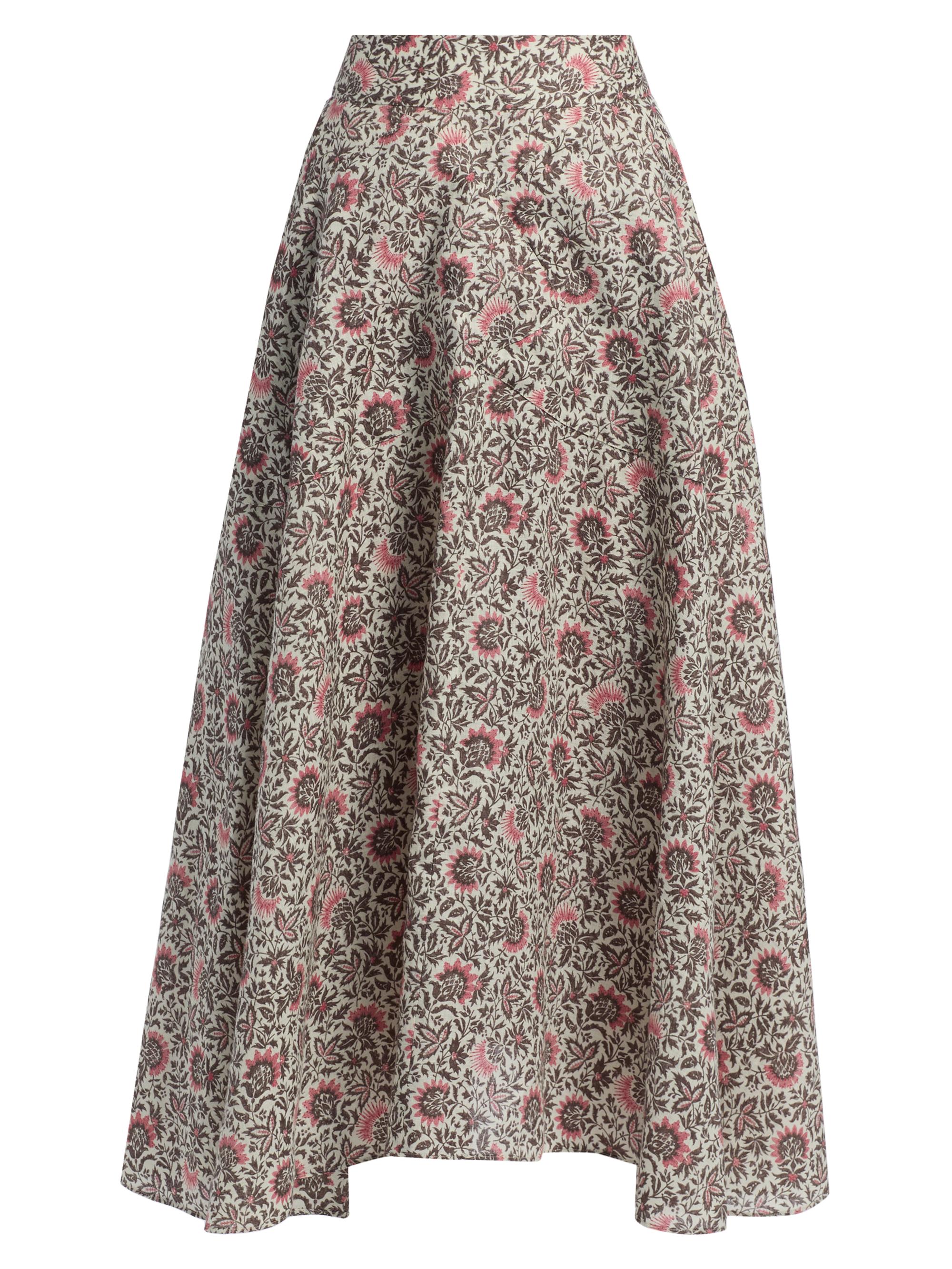 Loro Piana Women's Jaya Printed Twill Midi-Skirt - Chalk Graphite Powder Dahlia
