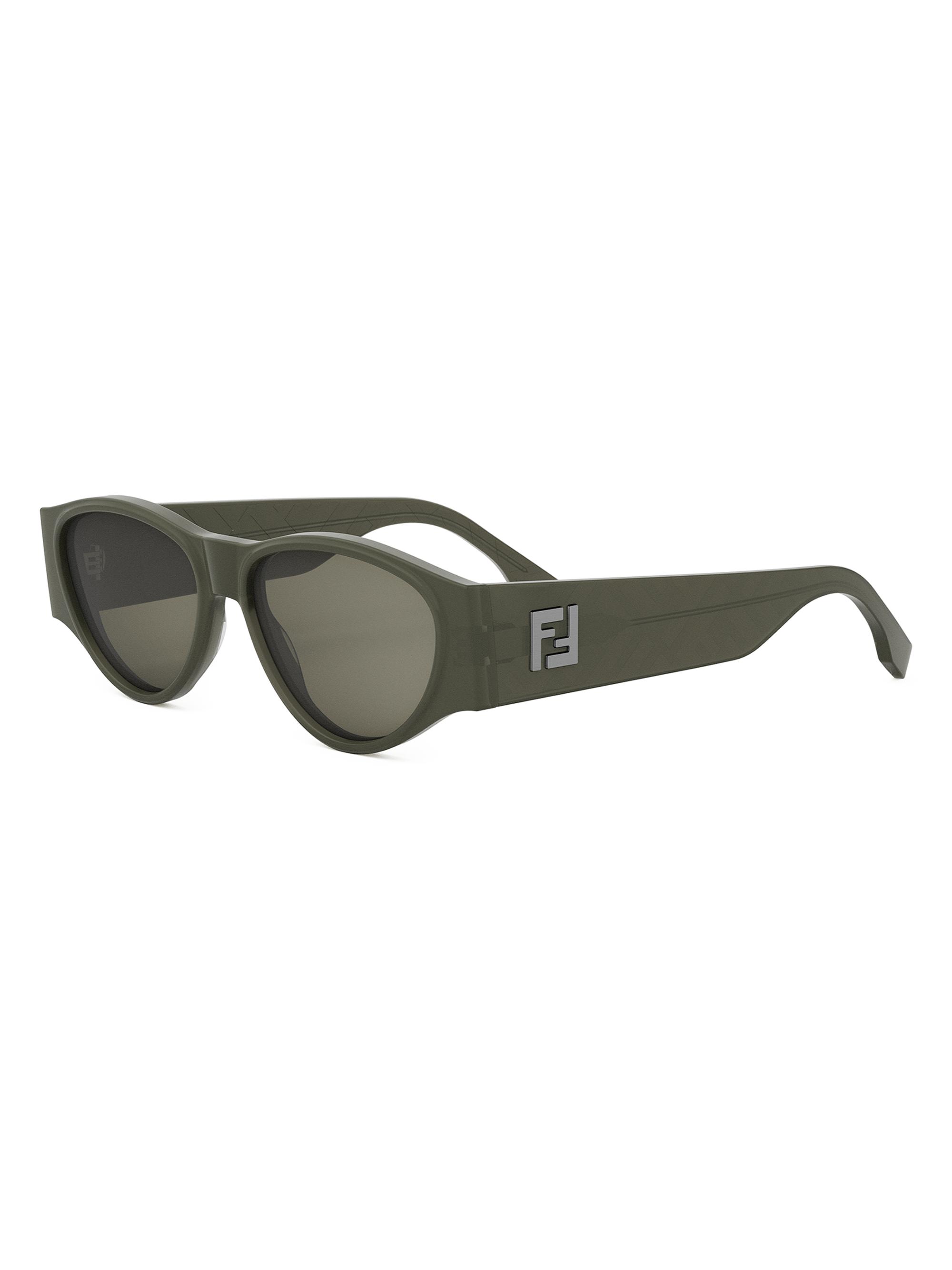 Fendi Men's FF Squared 55MM Round Sunglasses - Dark Green