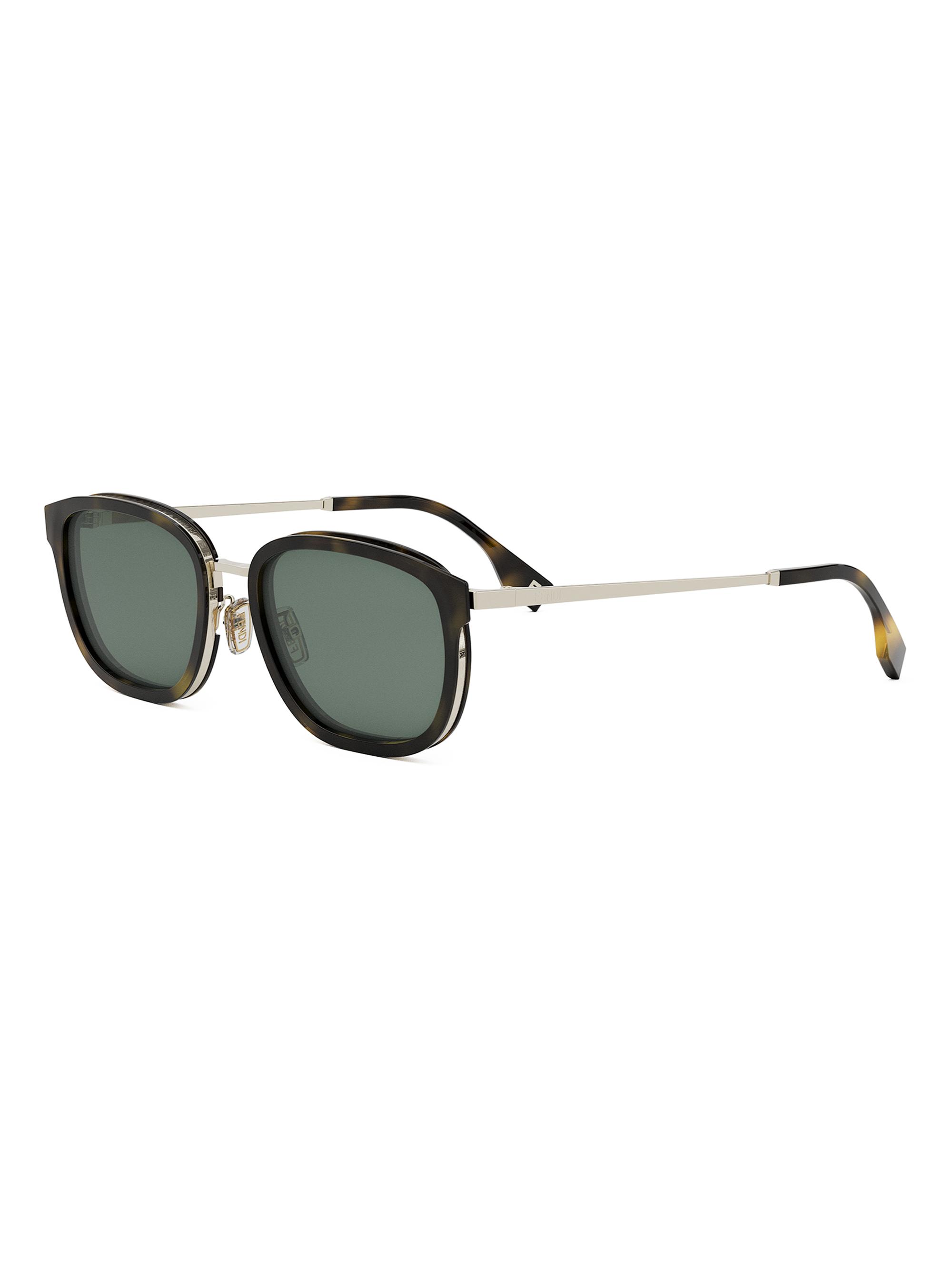 Fendi Men's  Travel 45MM Oval Sunglasses - Silver Tortoise Green