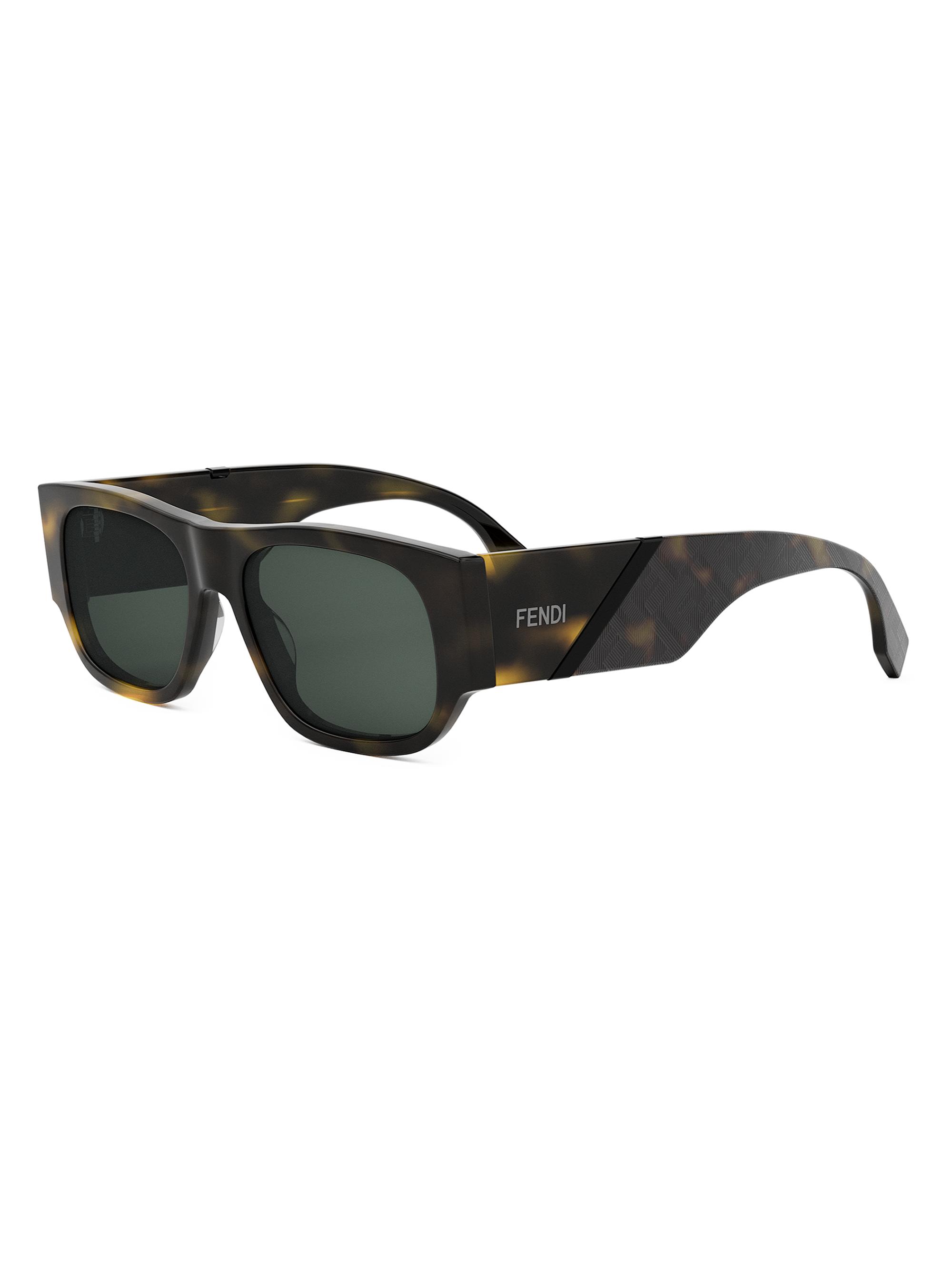 Fendi Men's  Diagonal 54MM Rectangular Sunglasses - Tortoise Green