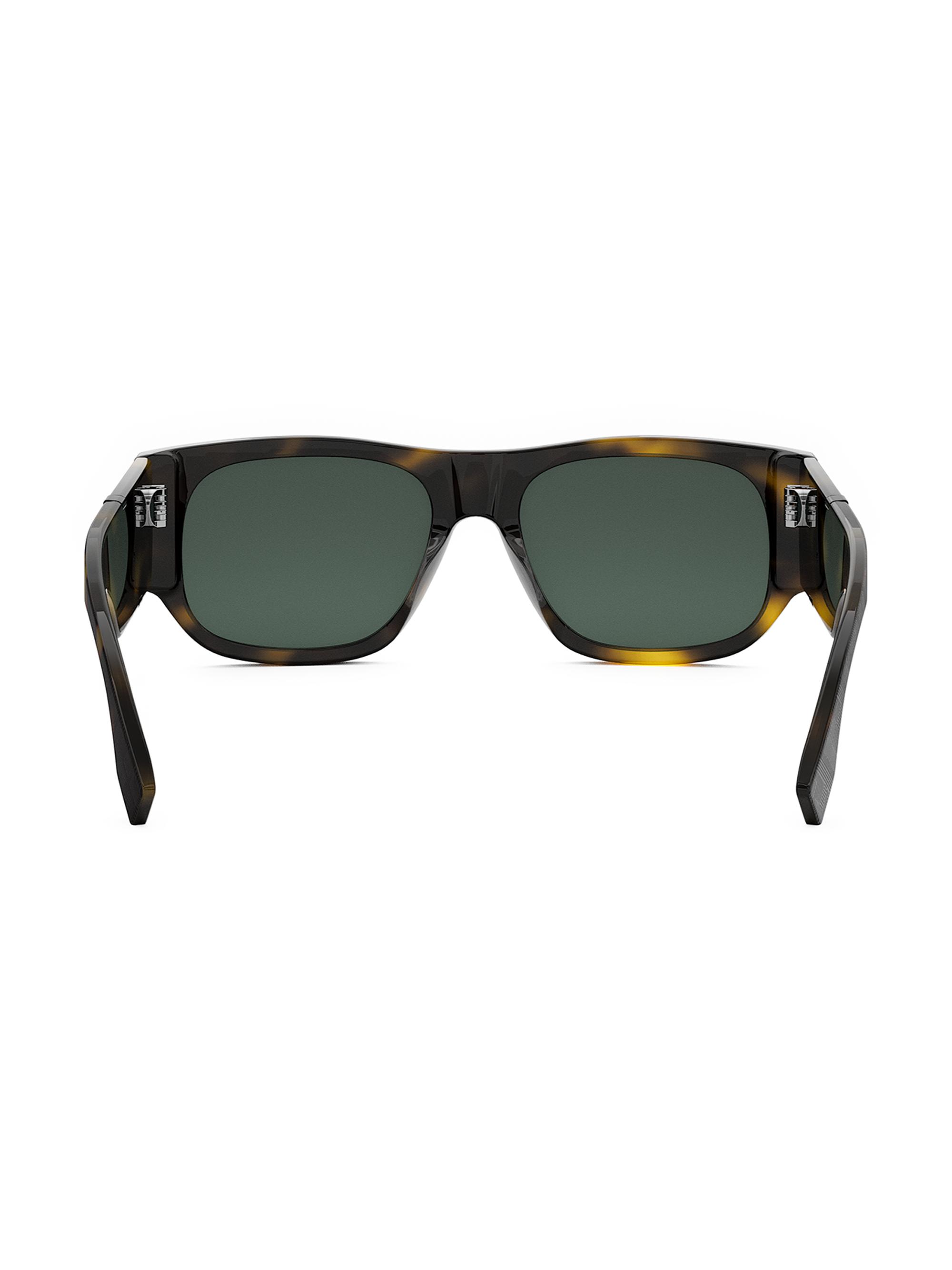 Fendi | Tortoise Green | Men's Diagonal 54MM Rectangular Sunglass_