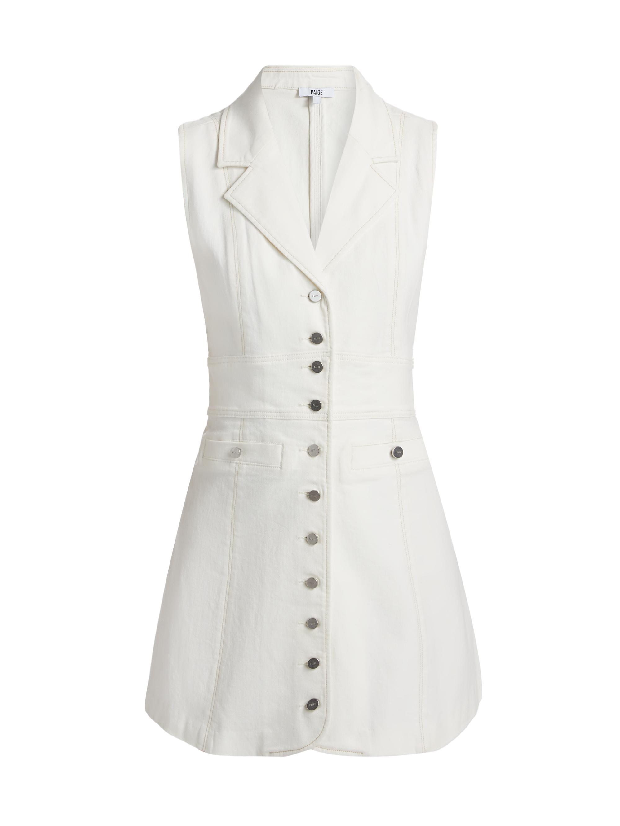 Paige Women's Vida Stretch-Denim Sleeveless Dress - Toasted Ecru