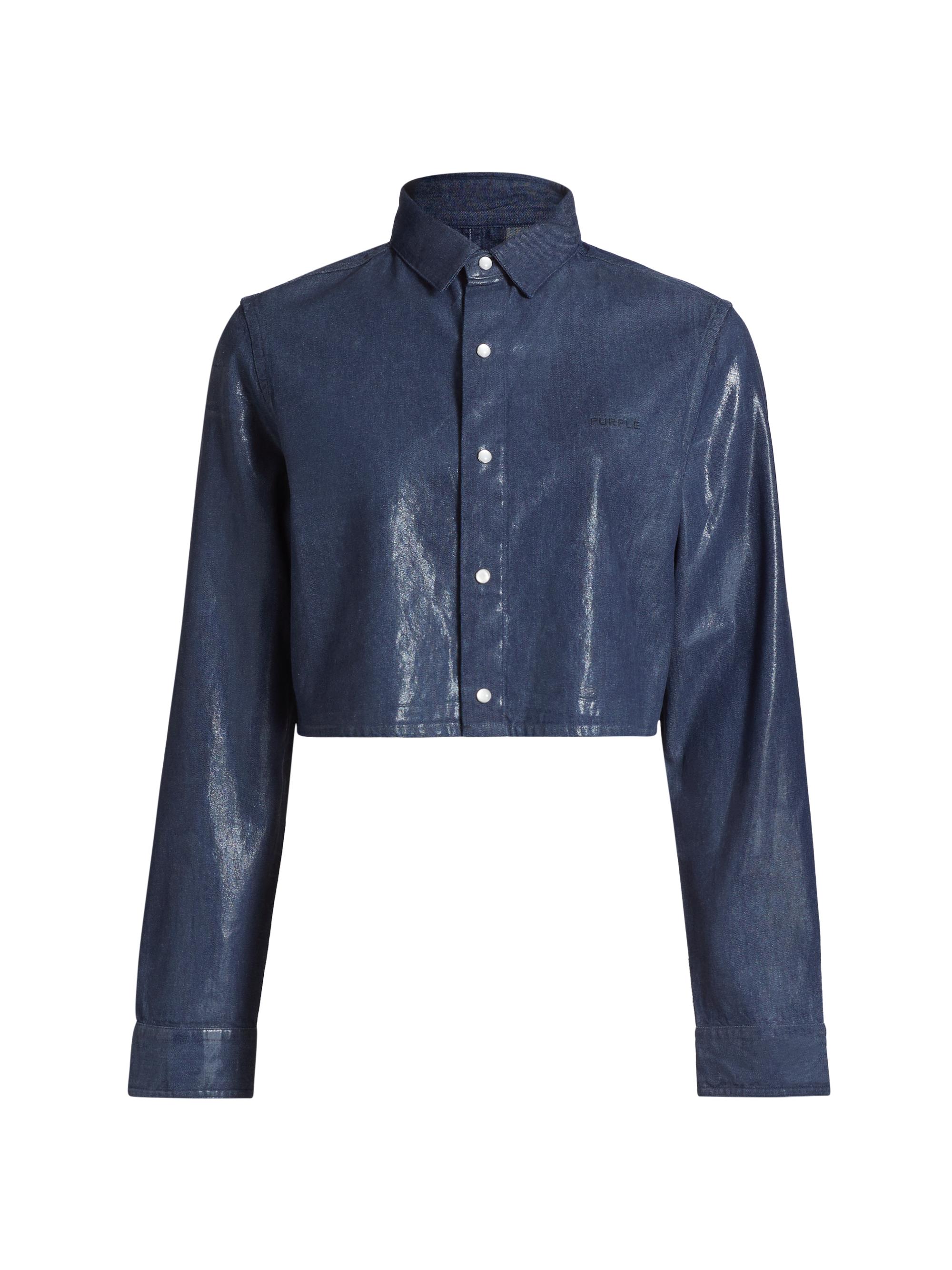 Purple Brand Women's Cotton Pearl Cut-Out Crop Top - Dark Indigo