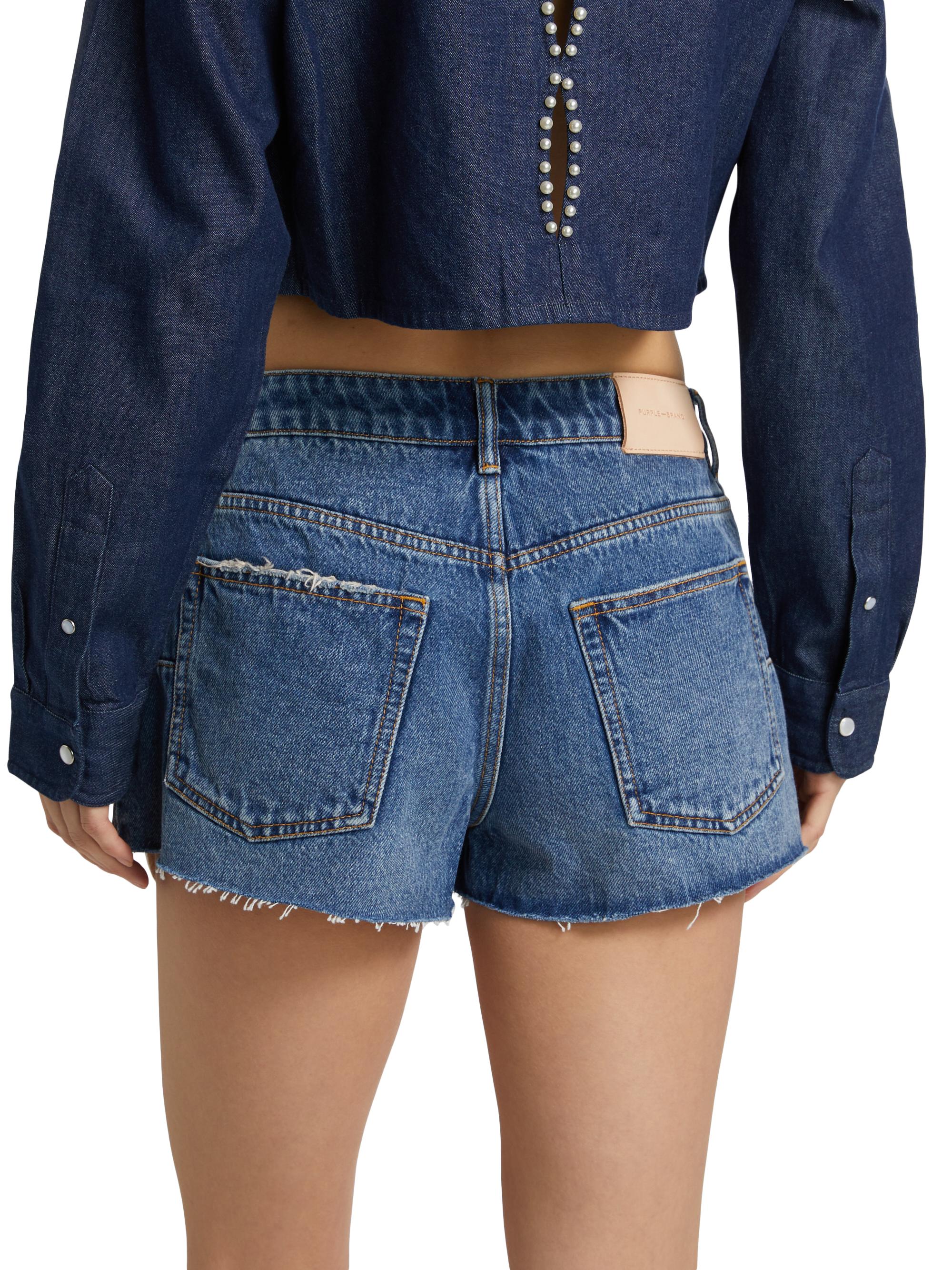 Rhinestone Pocket Denim Cutoff Shorts