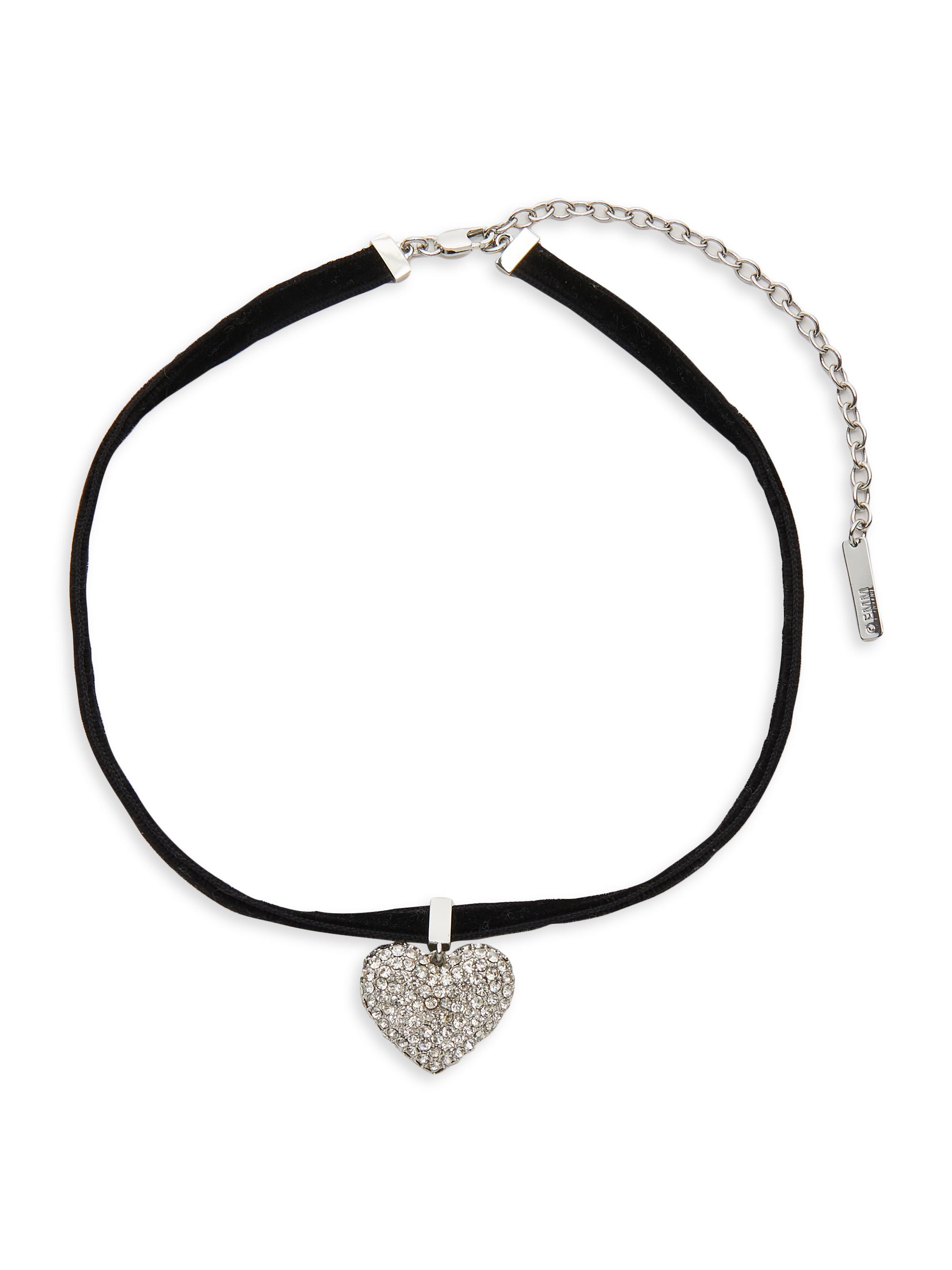 Lele Sadoughi Women's  x Marilyn Monroe Antique Silvertone, Velvet & Pavé Crystal Heart Choker - Jet
