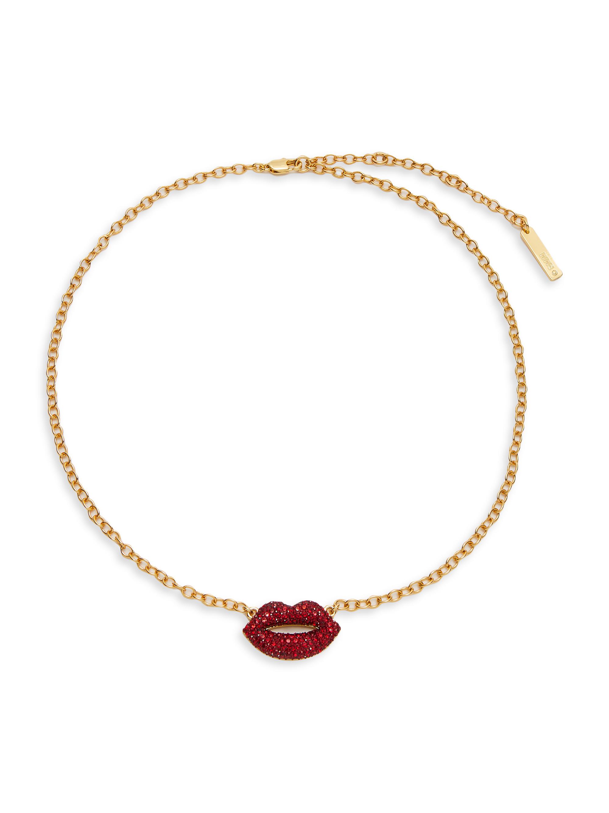 Lele Sadoughi Women's  x Marilyn Monroe Goldtone & Pavé Crystal Kiss Necklace - Lipstick Red