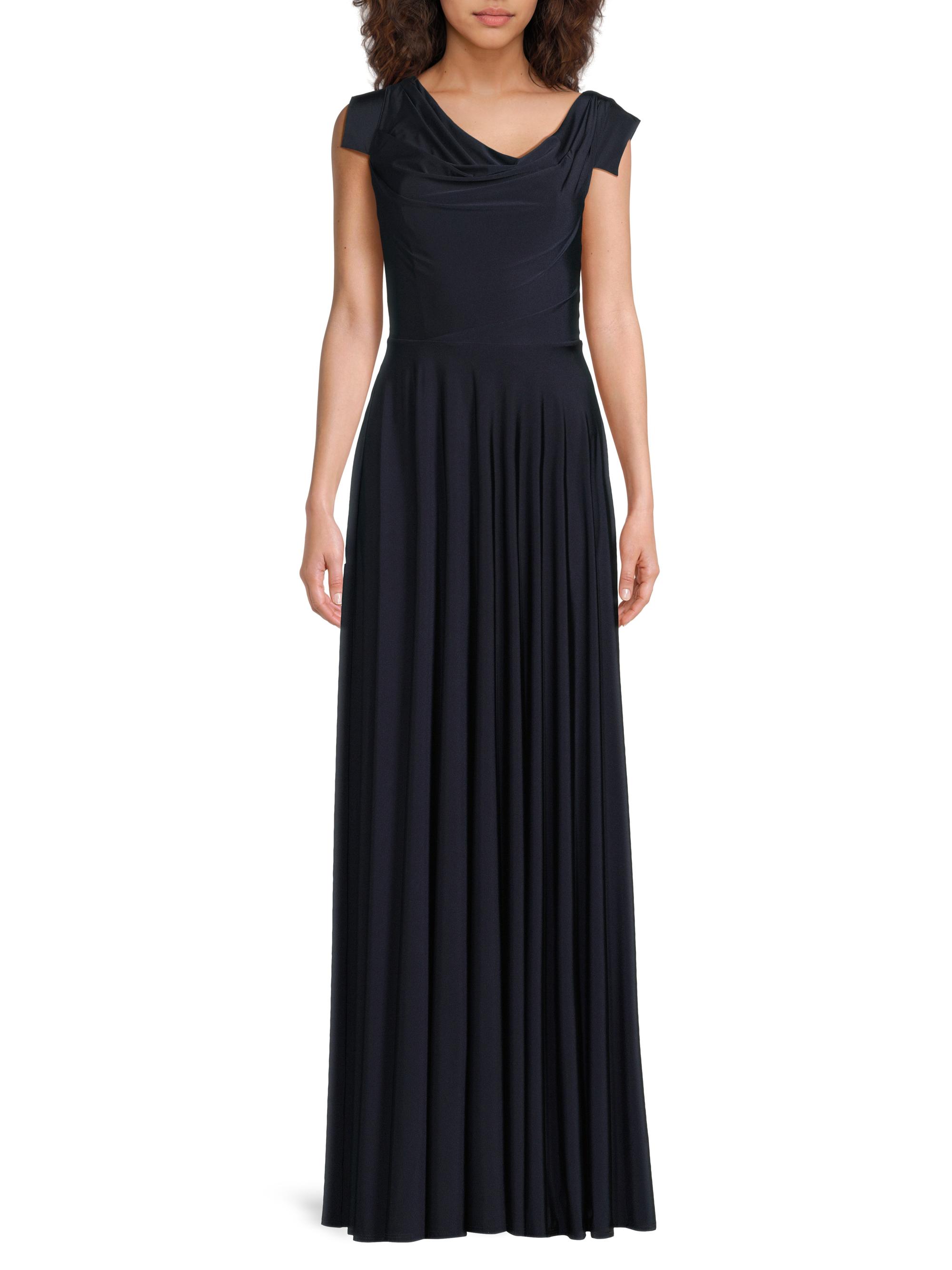 Black Halo Women's EVE Jackie O Off-the-Shoulder Gown - Pacific Blue | Thumbnail 3