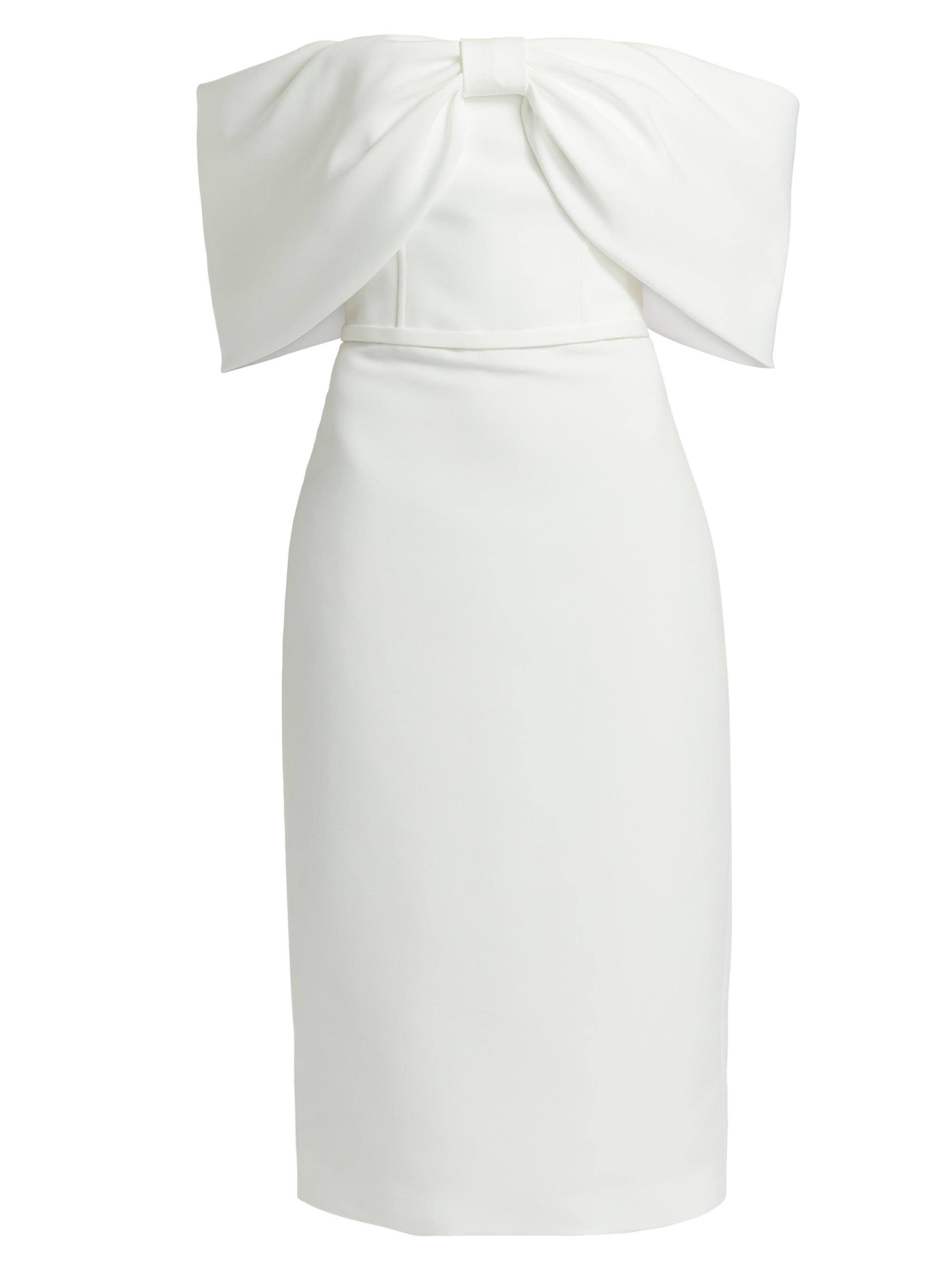 Amsale Women's Bow Off-The-Shoulder Cocktail Dress - Silk White