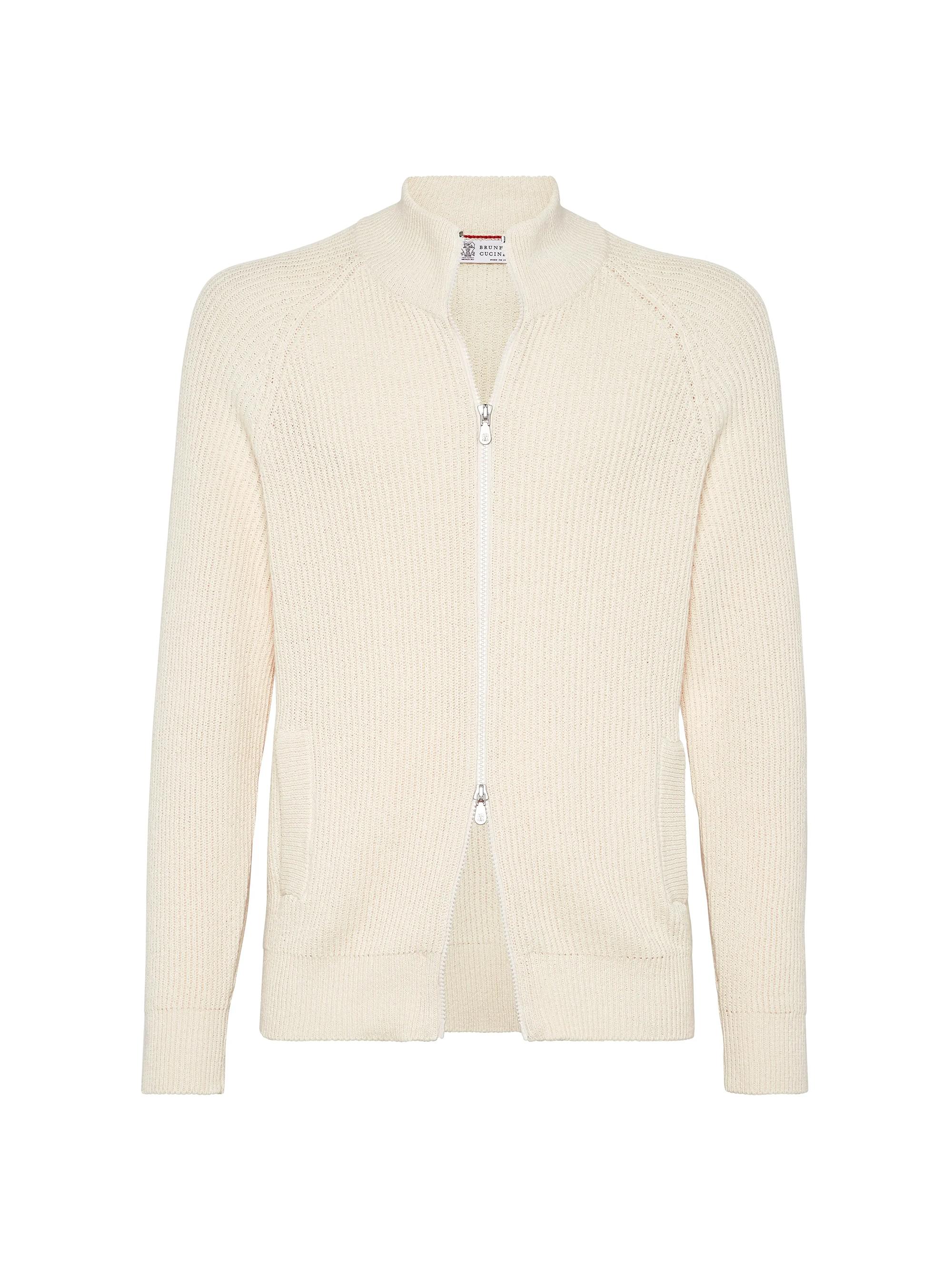 Brunello Cucinelli Men's Malfile Cotton English Rib Cardigan with Zipper -