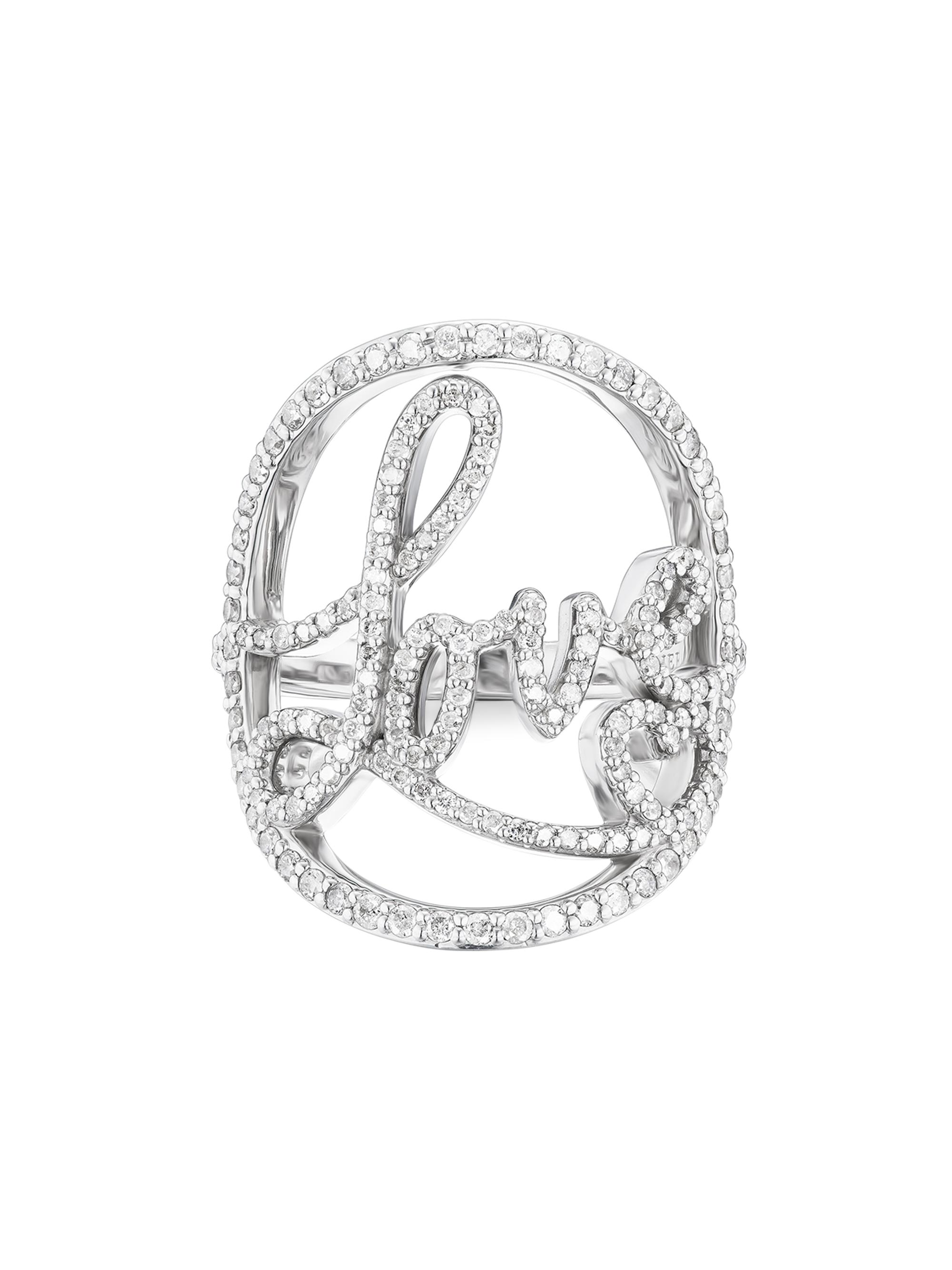 Sheryl Lowe Women's Sterling Silver & 0.9 TCW Diamond "Love" Script Ring - Silver