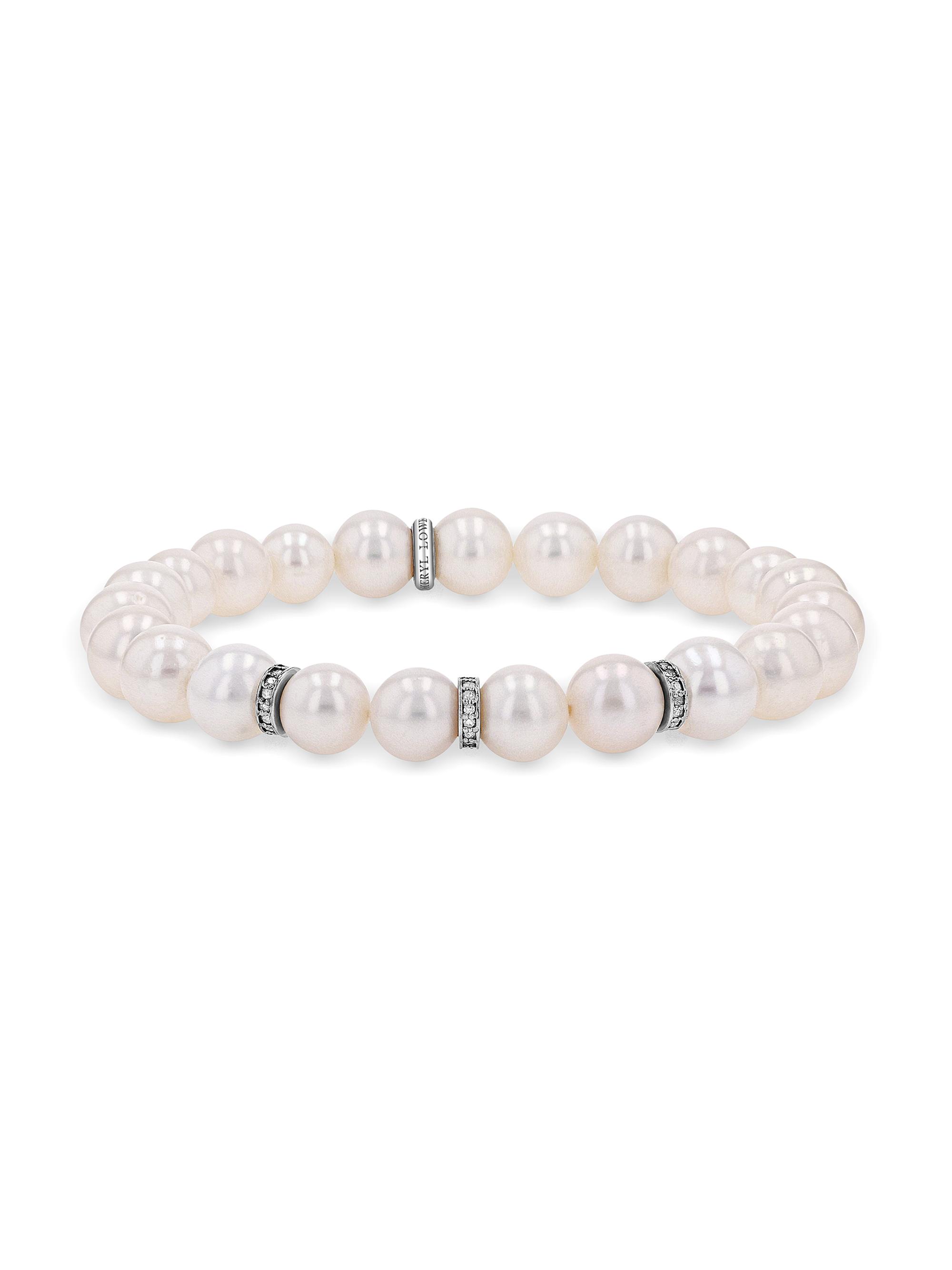 Sheryl Lowe Women's Sterling Silver, Cultured Pearl & 0.15 TCW Diamond Bracelet - Silver