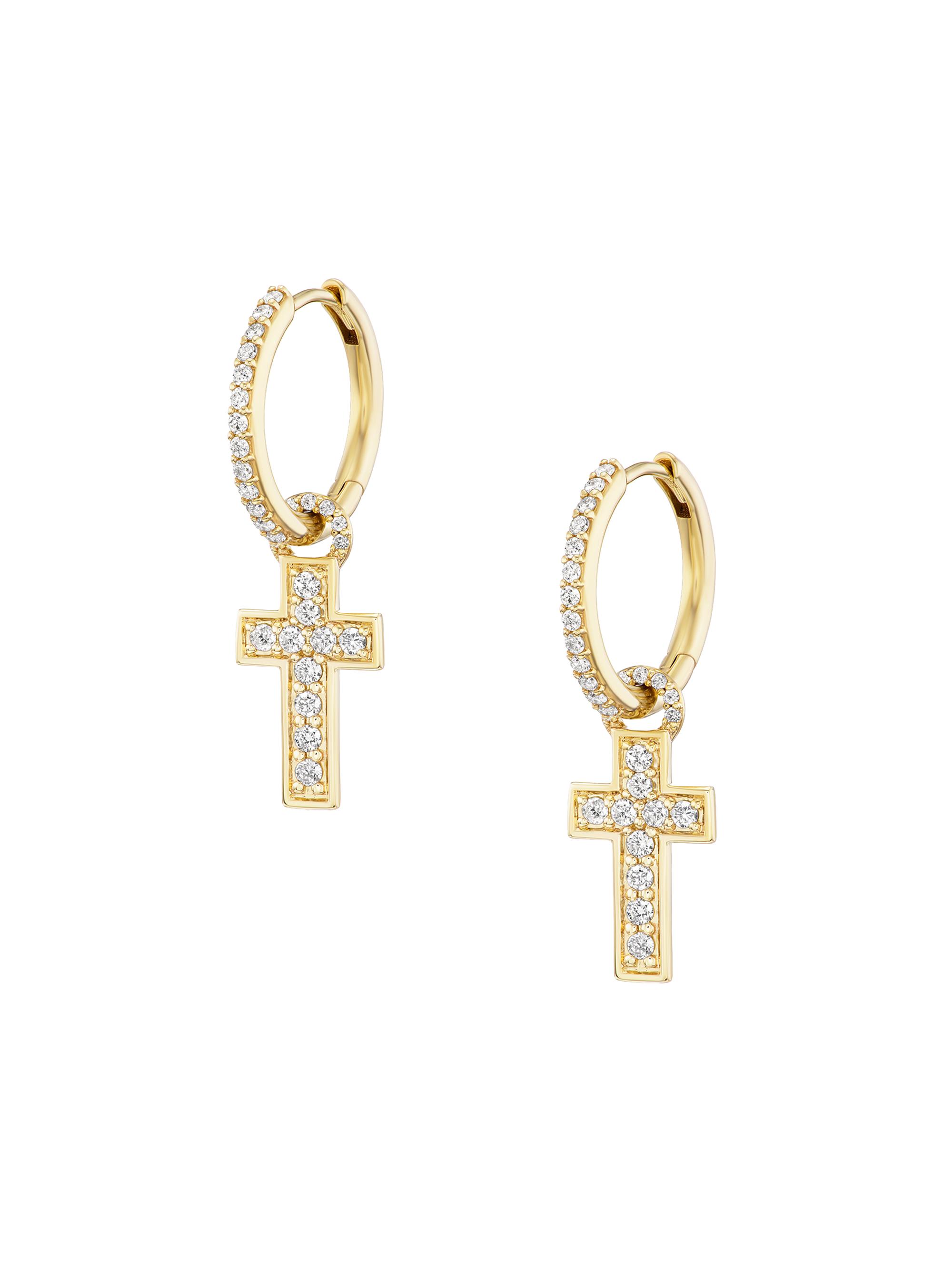 Sheryl Lowe Women's 14K Yellow Gold & 0.55 TCW Diamond Cross Drop Earrings - Gold