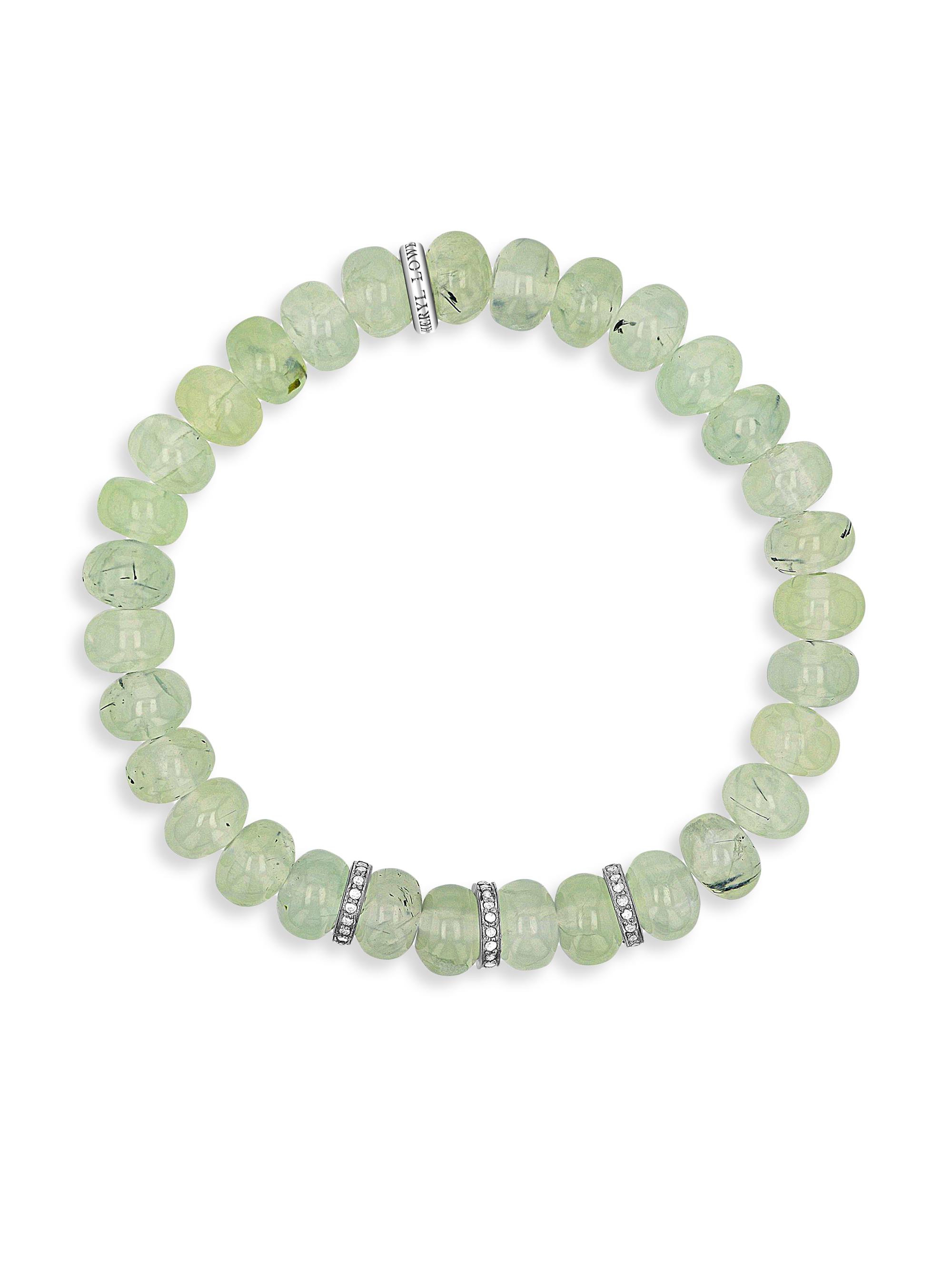 Sheryl Lowe Women's Sterling Silver, Prehnite & 0.27 TCW Diamond Beaded Stretch Bracelet - Prehnite