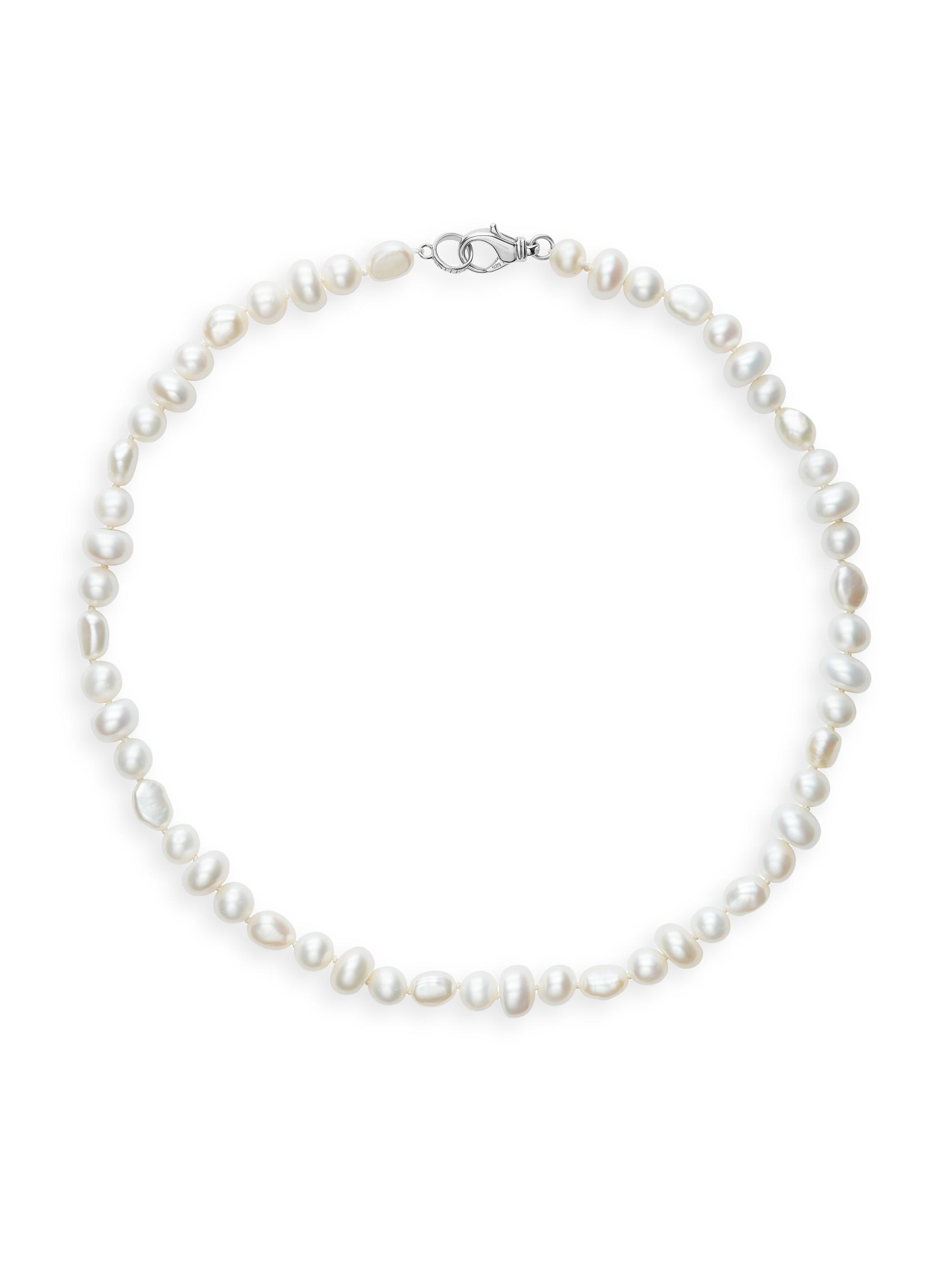 Sheryl Lowe Women's Cultured Pearl Knotted Necklace - Silver