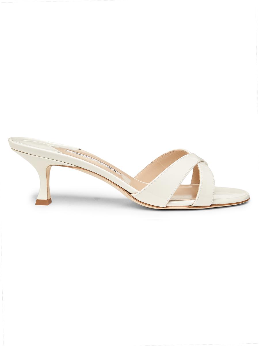 直営店 ‐Manolo Blahnik - SALE! SOROMU 10mm サンダル ASASAN | Light Cream Satin Jewel Embellished Sandals