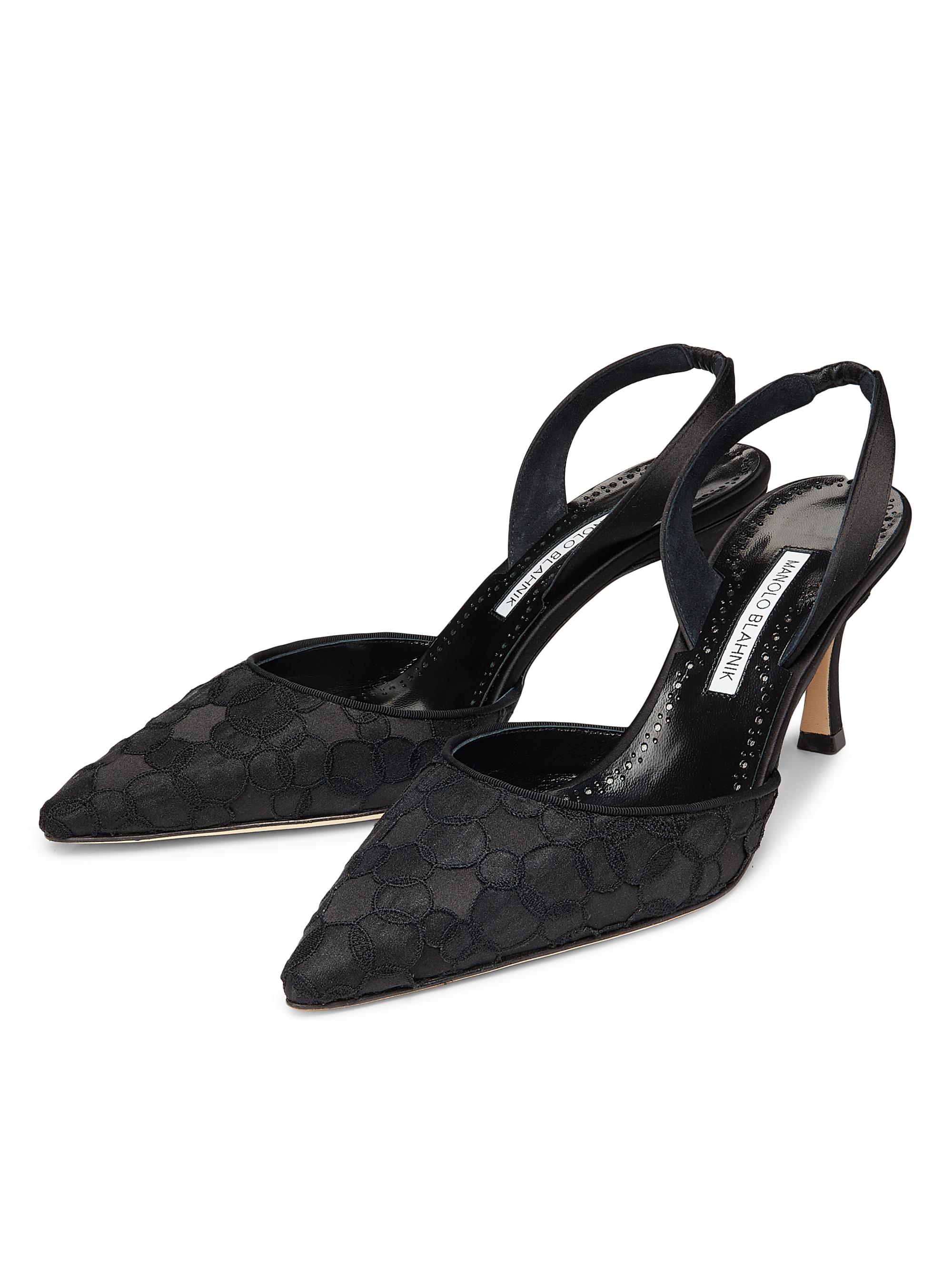 Manolo Blahnik Carolyne 70MM Embroidered Satin Slingback Pumps