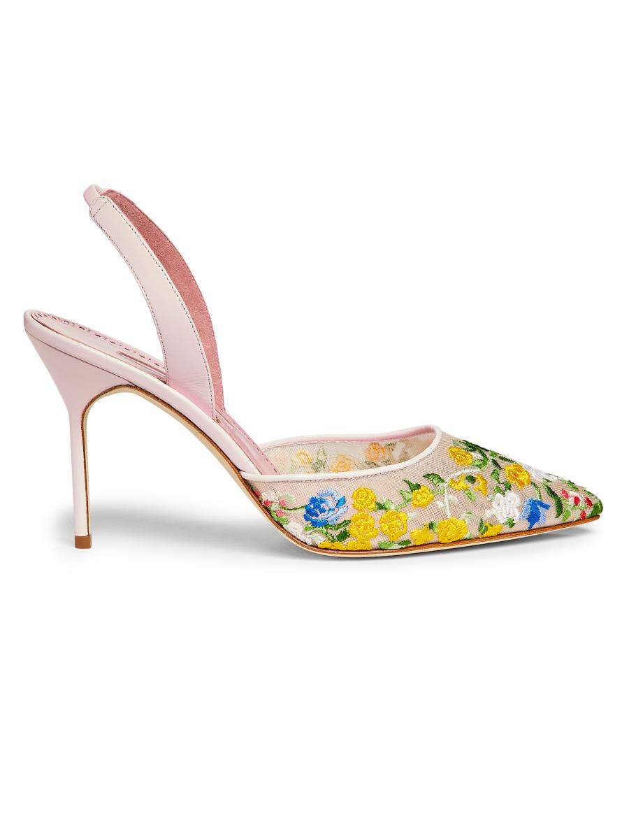 Manolo Blahnik>>Laali サテンミュール（装飾付き）90mm Manolo Blahnik 90mm Elfajrsan Sandals | Black | FARFETCH