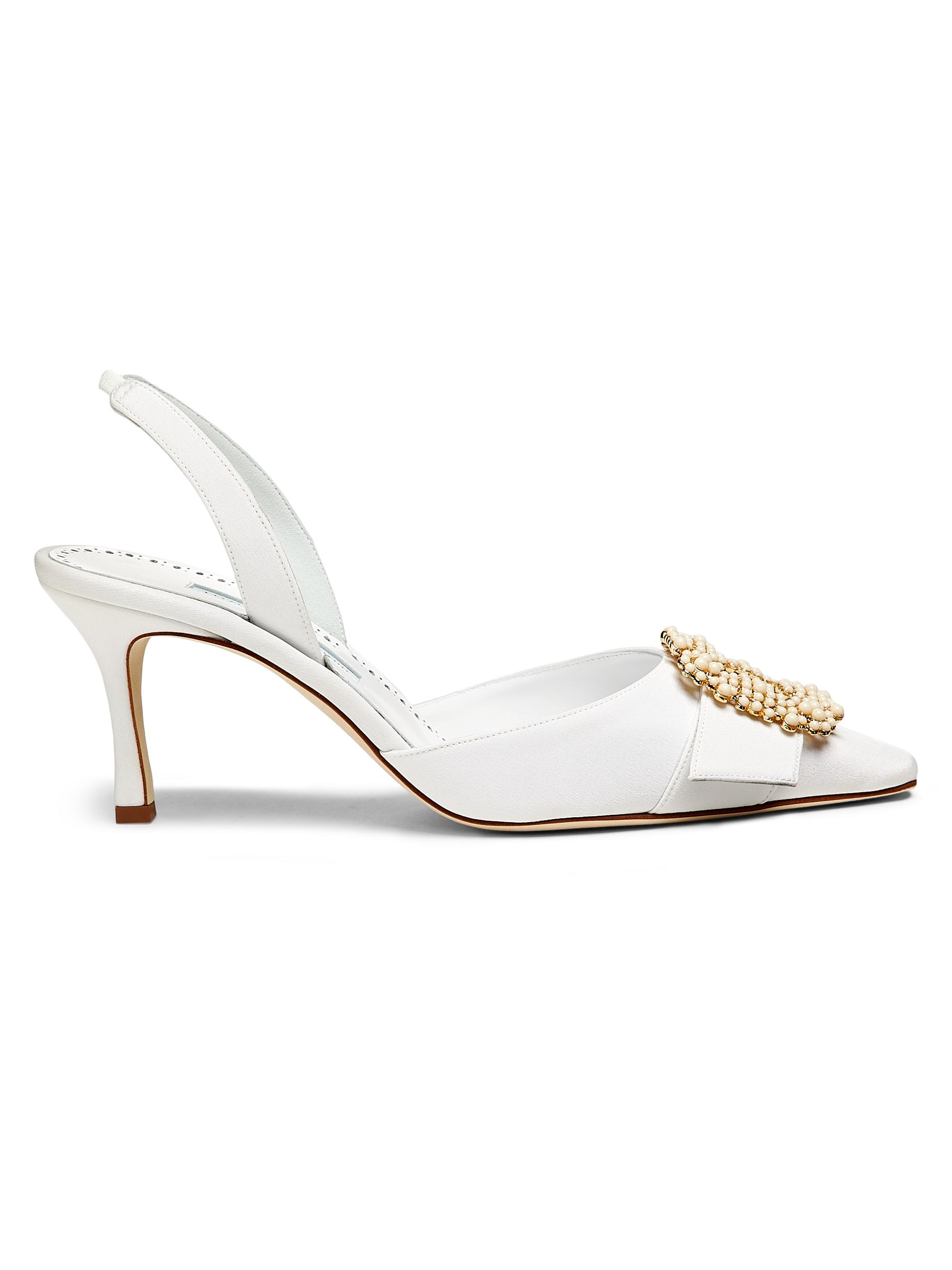 Manolo Blahnik Gibsli Bridal Mone 70MM Embellished Slingback Pumps
